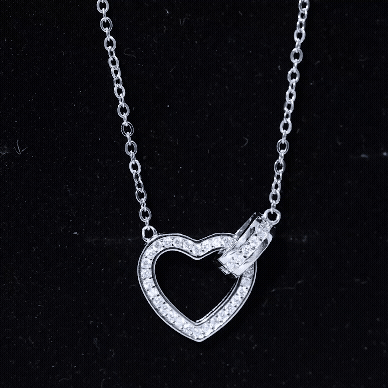 Certified Cubic Zirconia Heart Layered Necklace In Silver