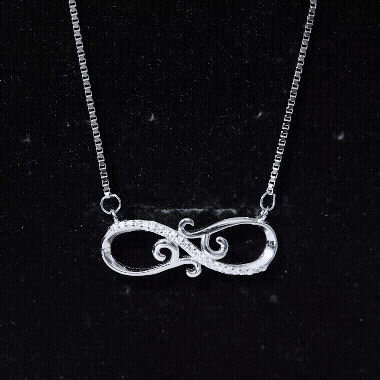 Art Deco Style CZ Diamond Infinity Necklace in 14K Gold Plated Silver