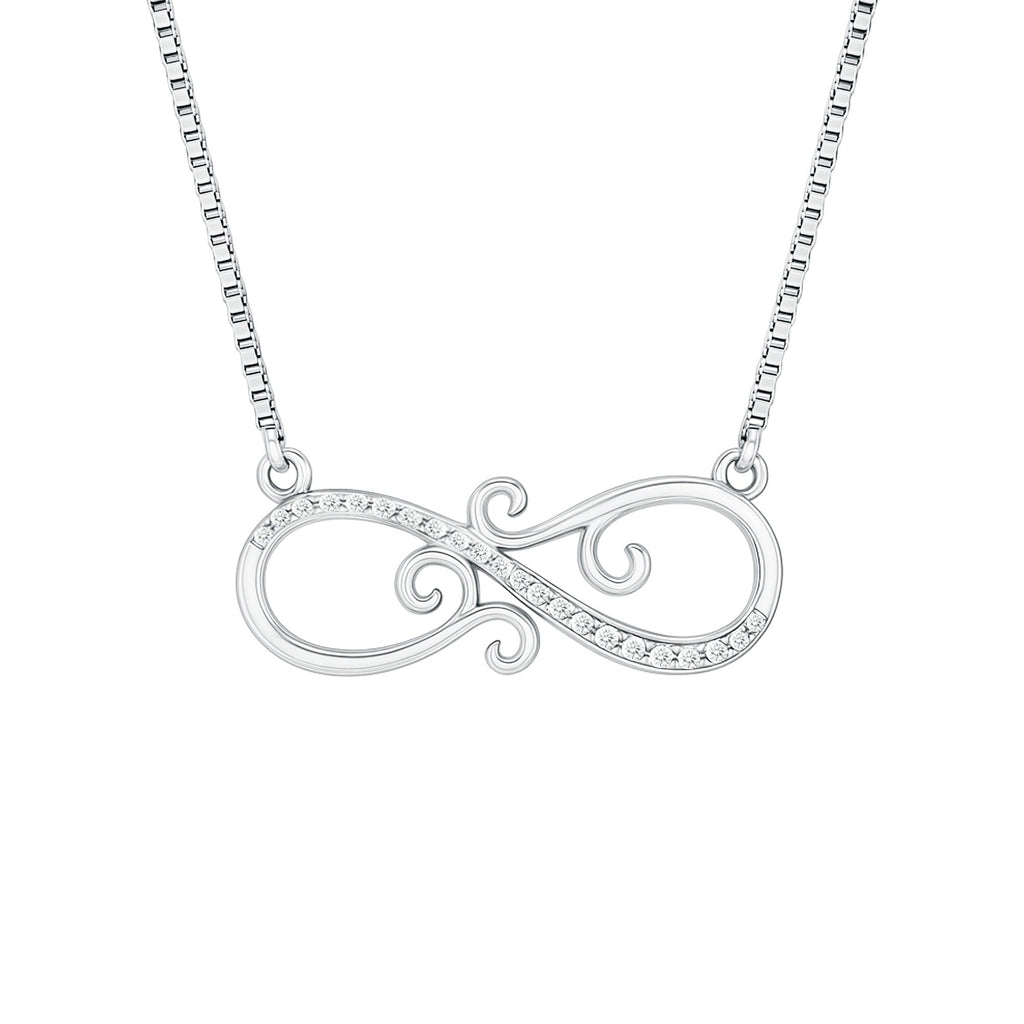 Art Deco Style CZ Diamond Infinity Necklace in 14K Gold Plated Silver