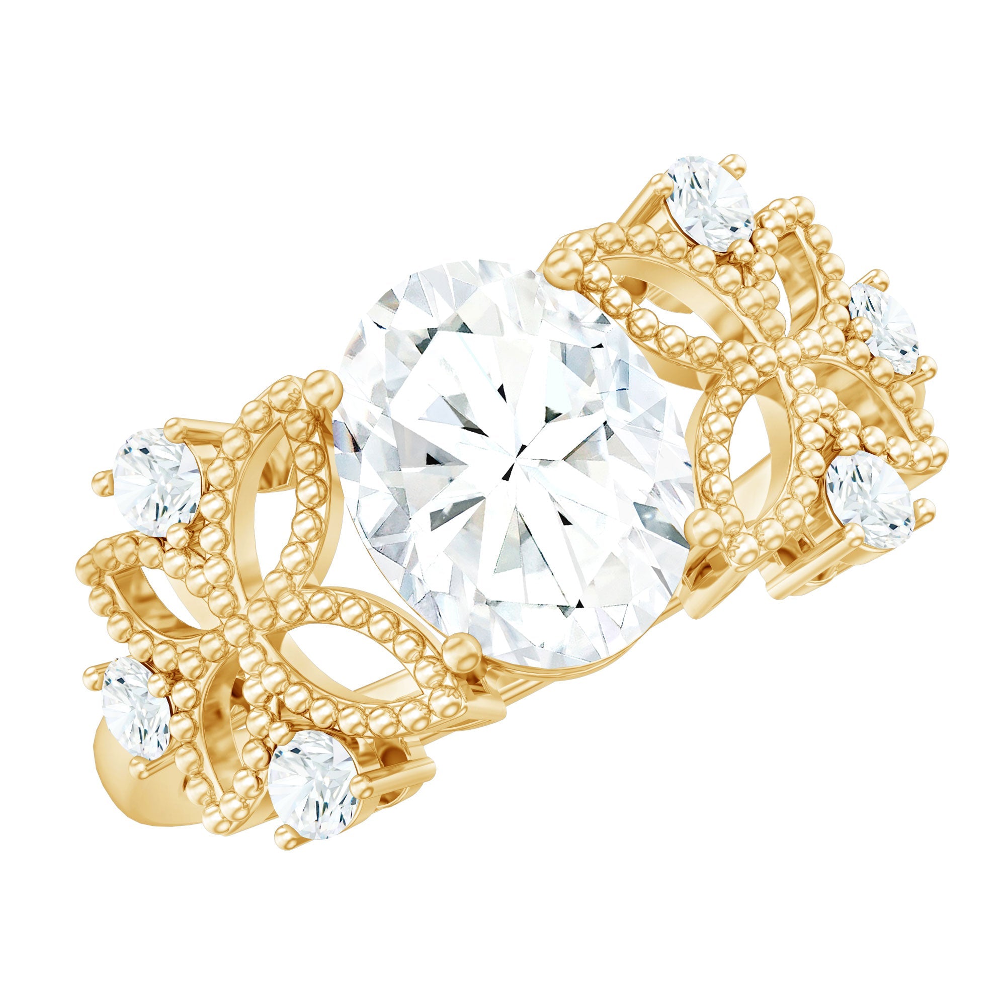 6X8mm Oval Lab Grown Diamond Flower Engagement Ring