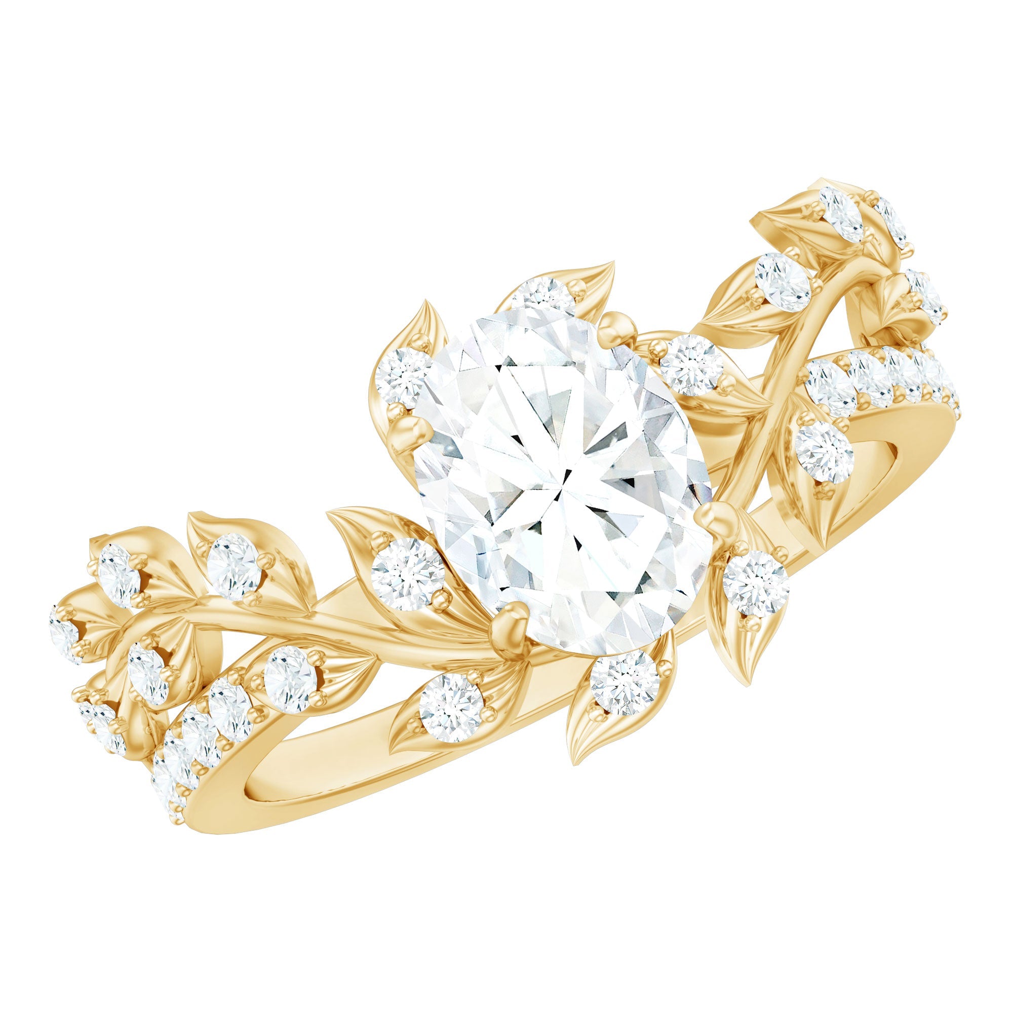 6X8MM Oval Lab Grown Diamond Petal Prong Engagement Ring