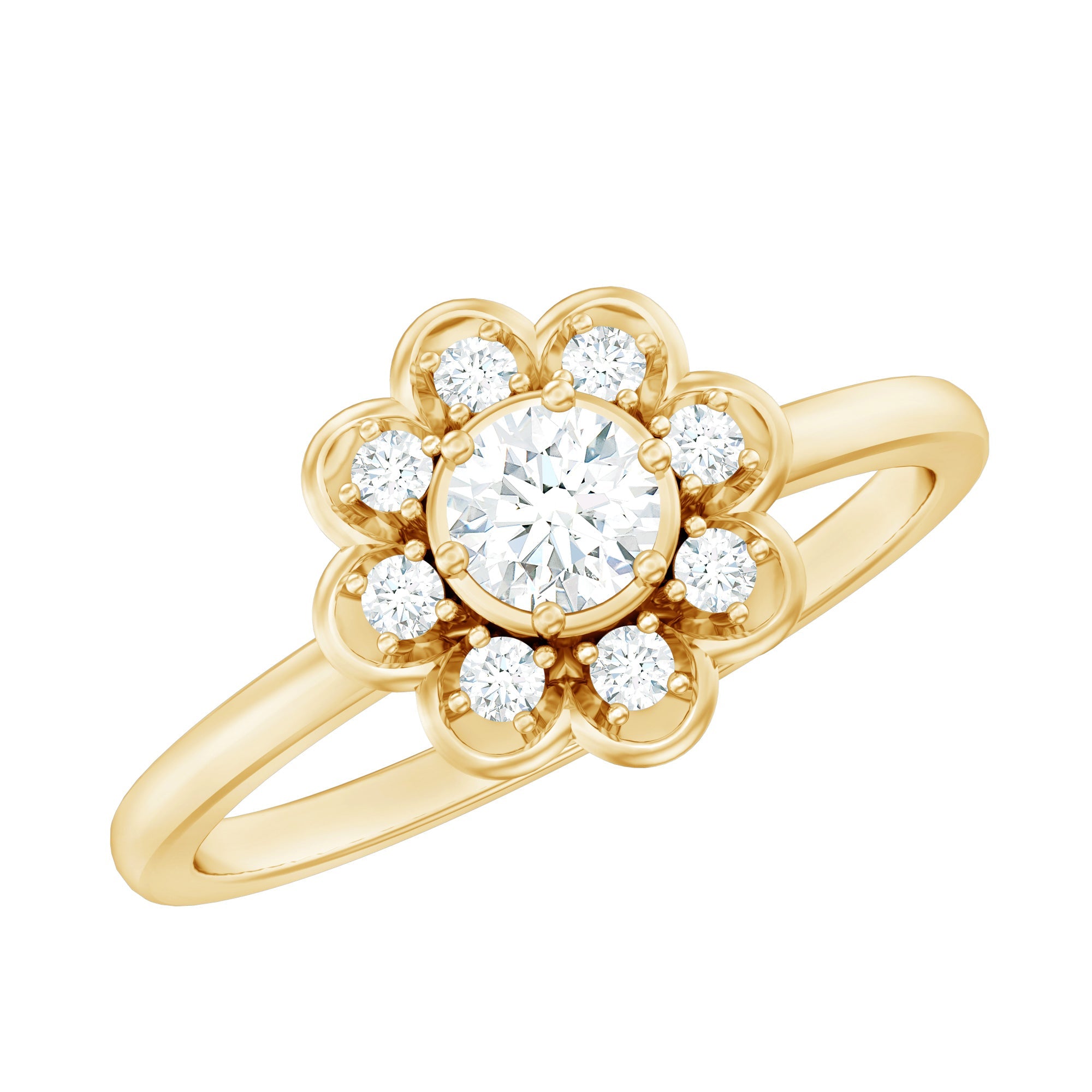 Certified Lab Grown Diamond Flower Promise Ring For Women