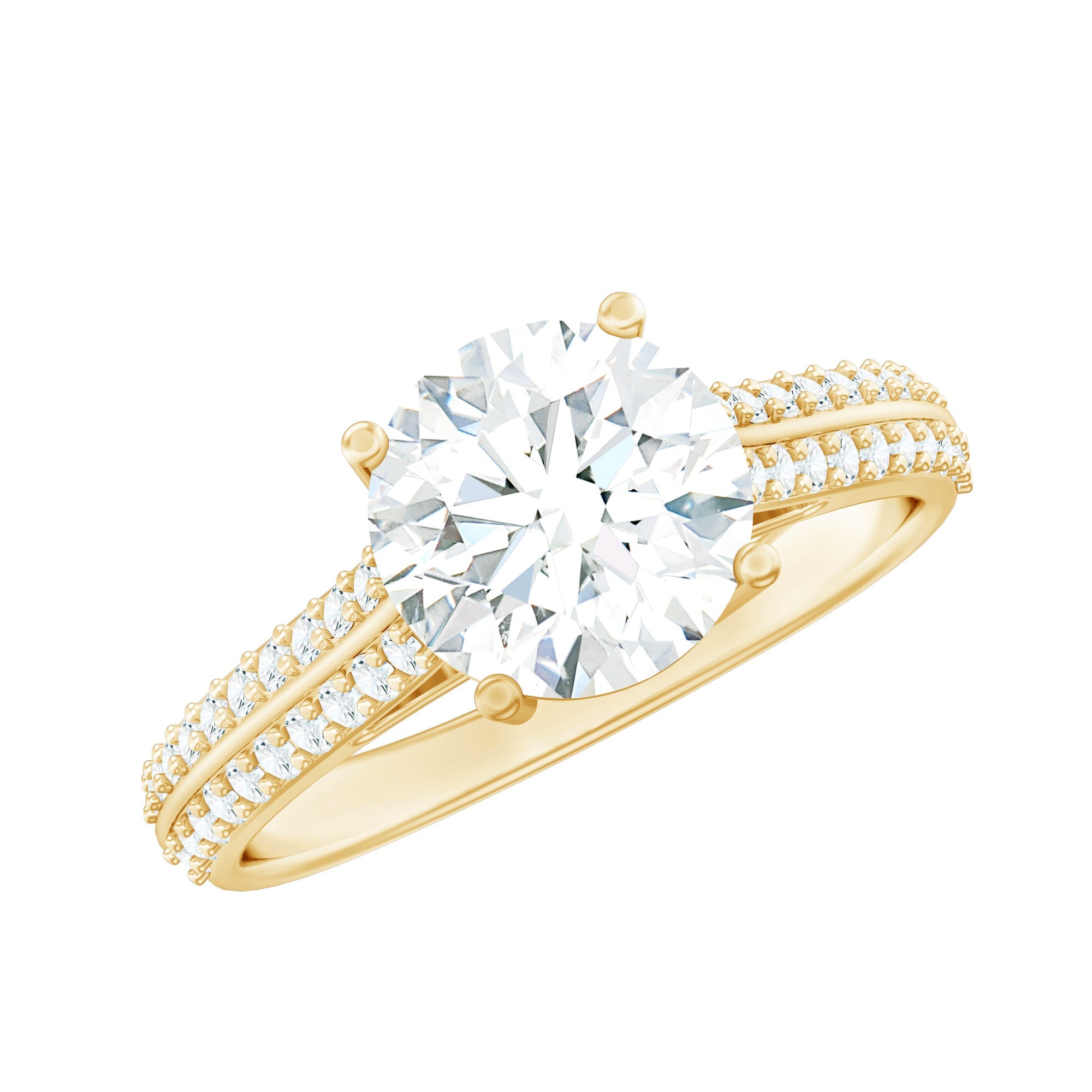 Certified Lab Grown Diamond 8 MM Simple Engagement Ring With Side Stones