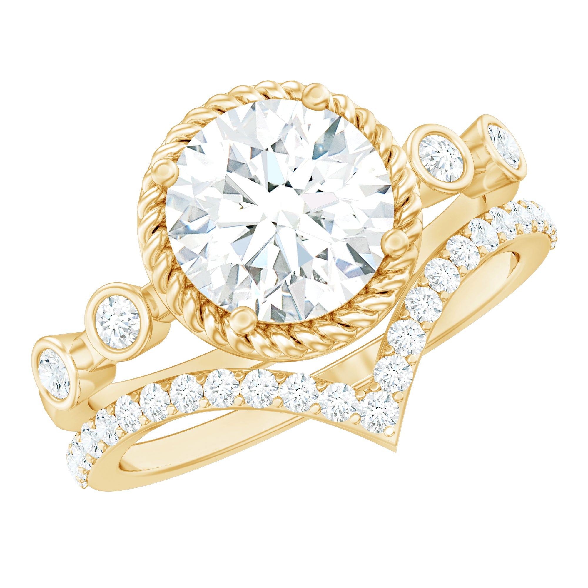 Certified Lab Grown Diamond Solitaire Bridal Ring Set With Enhancer