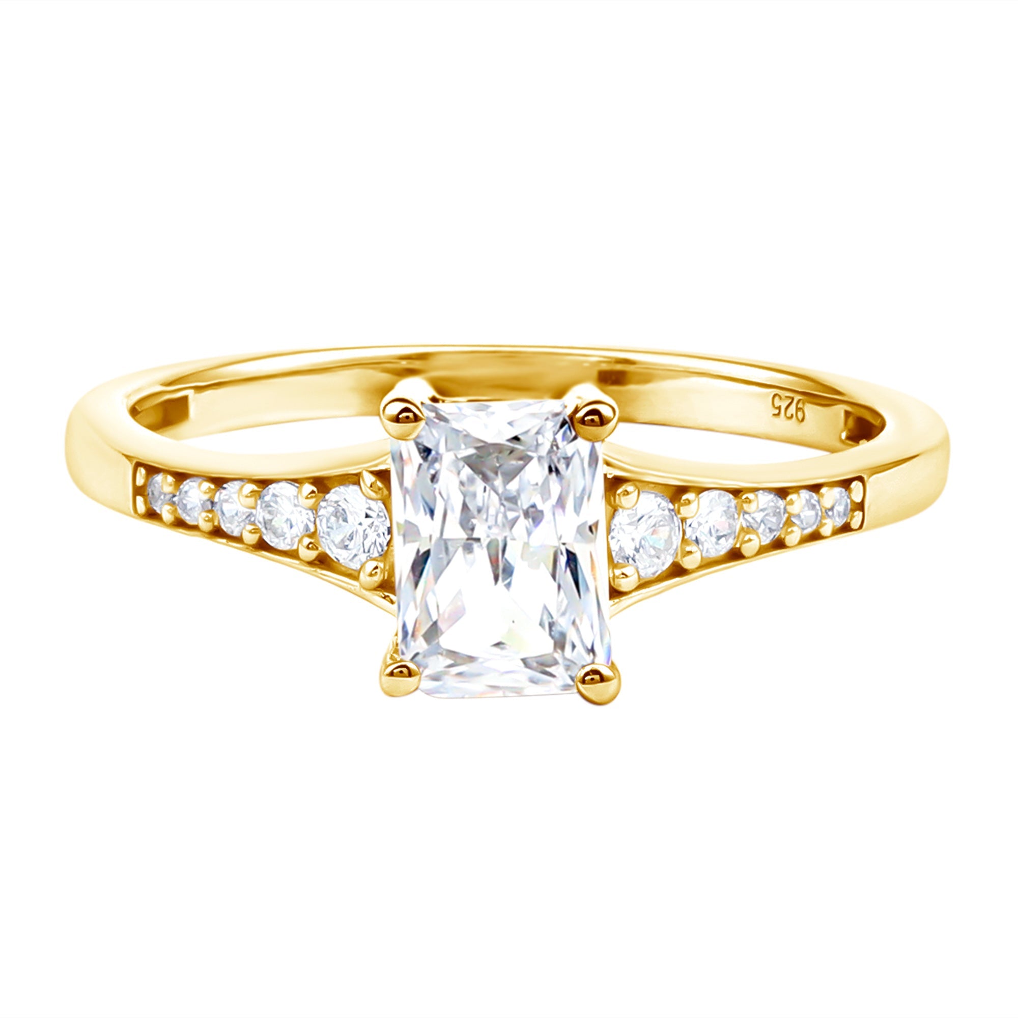 Brilliant Cut 7X5 MM Lab Grown Diamond Emerald Cut Engagement Ring