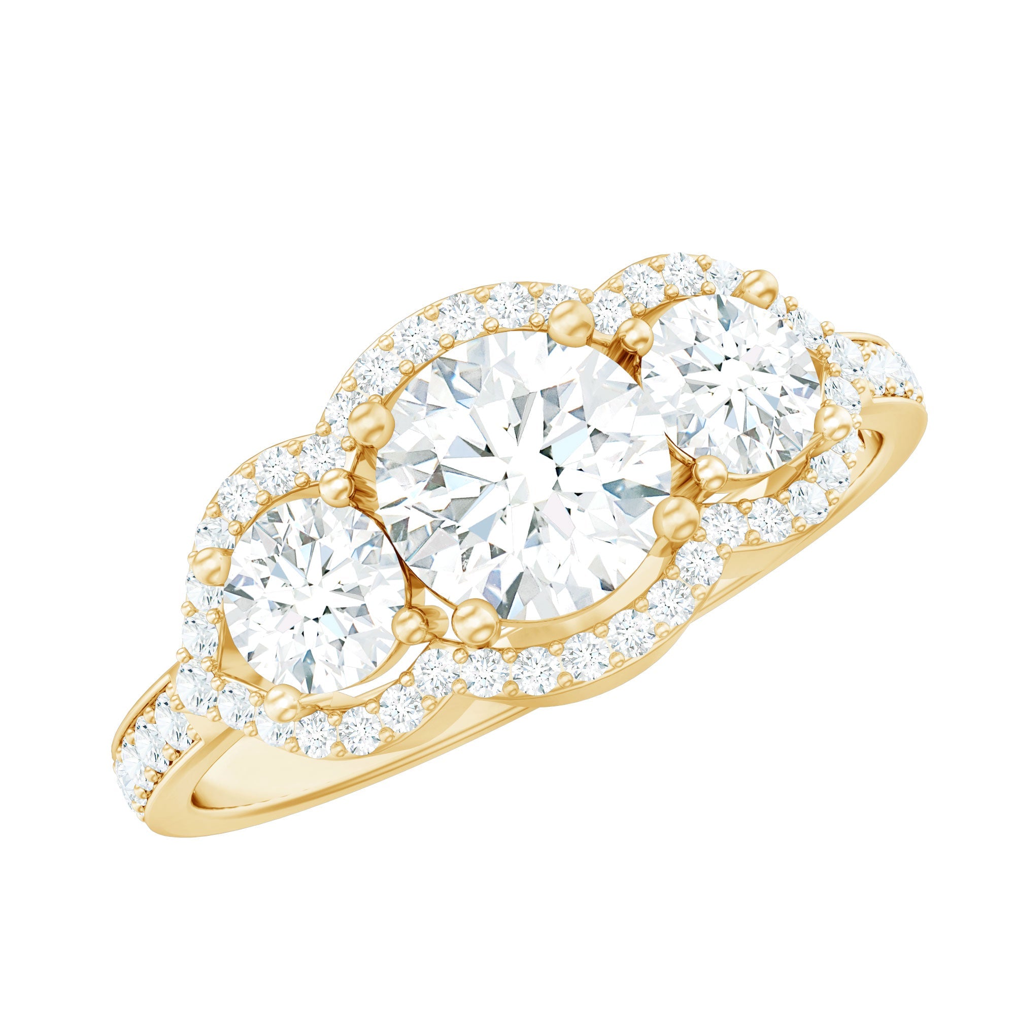 Certified Lab Grown Diamond 3 Stone Engagement Ring