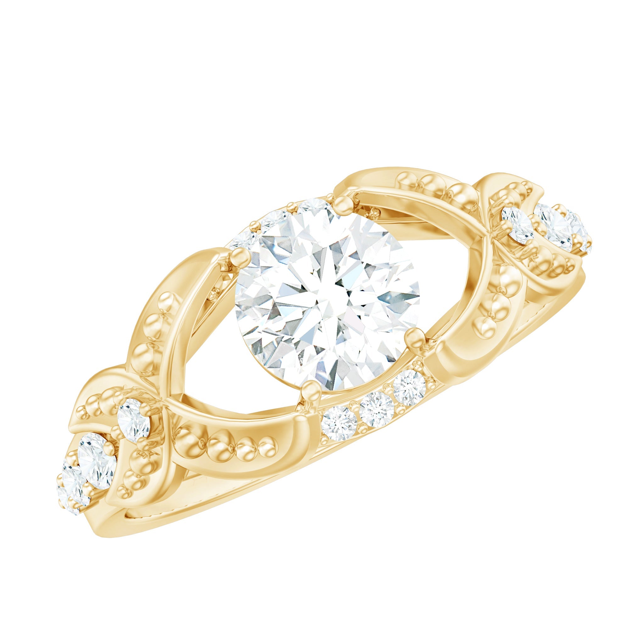 Certified 6 MM Lab Grown Diamond Vintage Inspired Engagement Ring