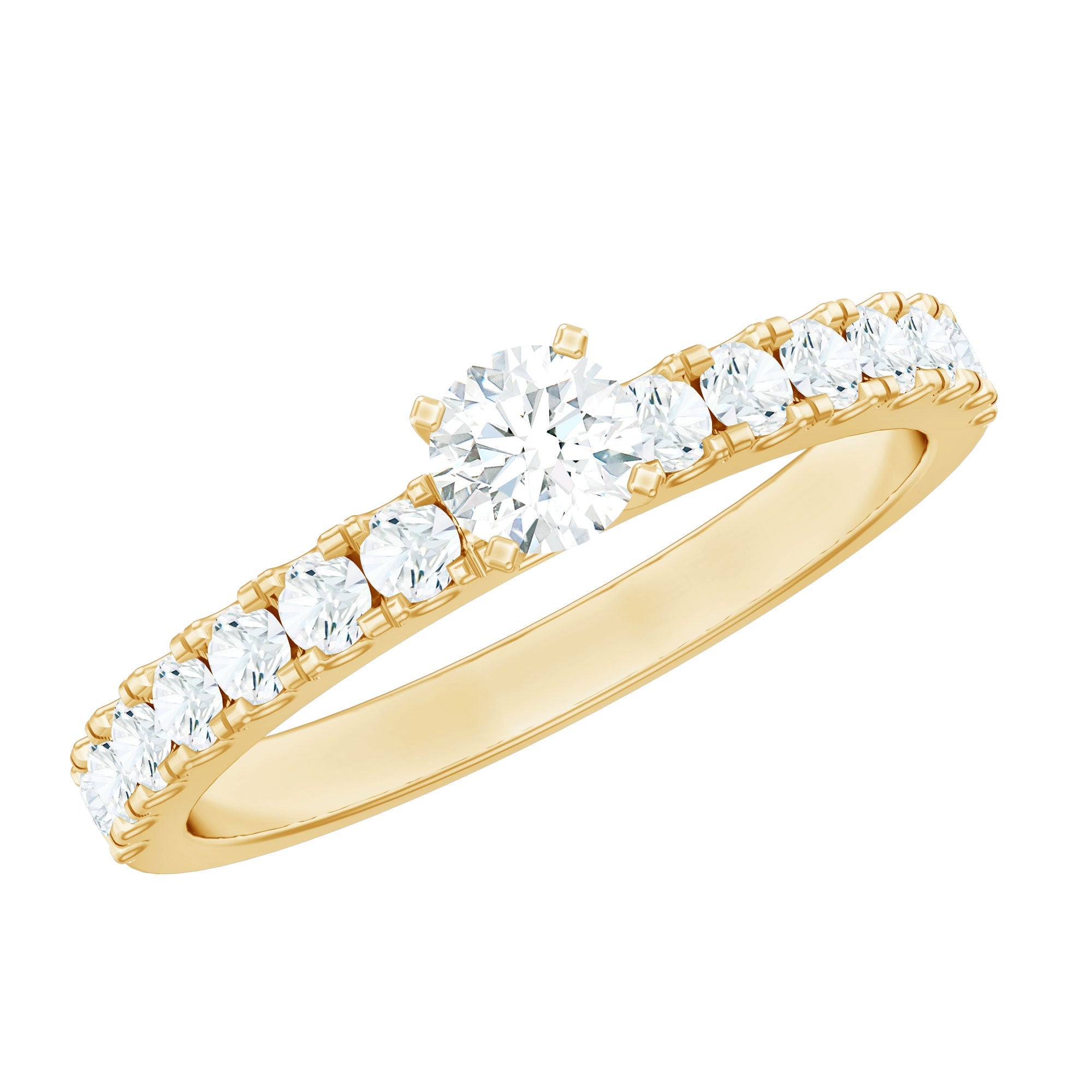 Certified Lab Grown Diamond Engagement Ring with Side Stones