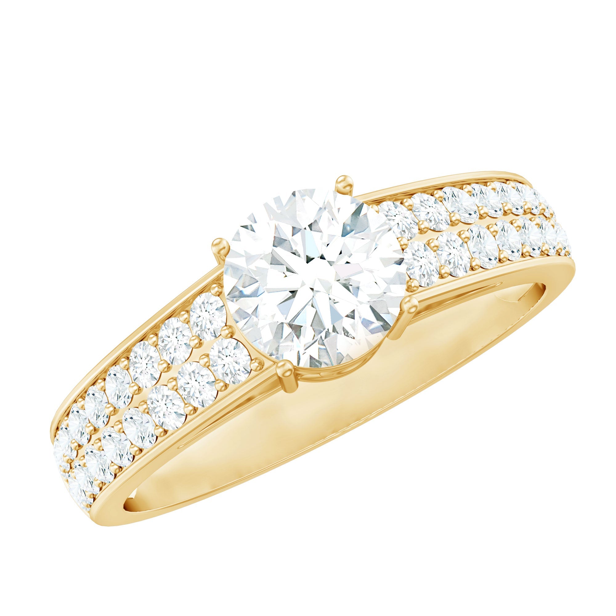 Certified Lab Grown Diamond 1Ct Engagement Ring With Side Stones