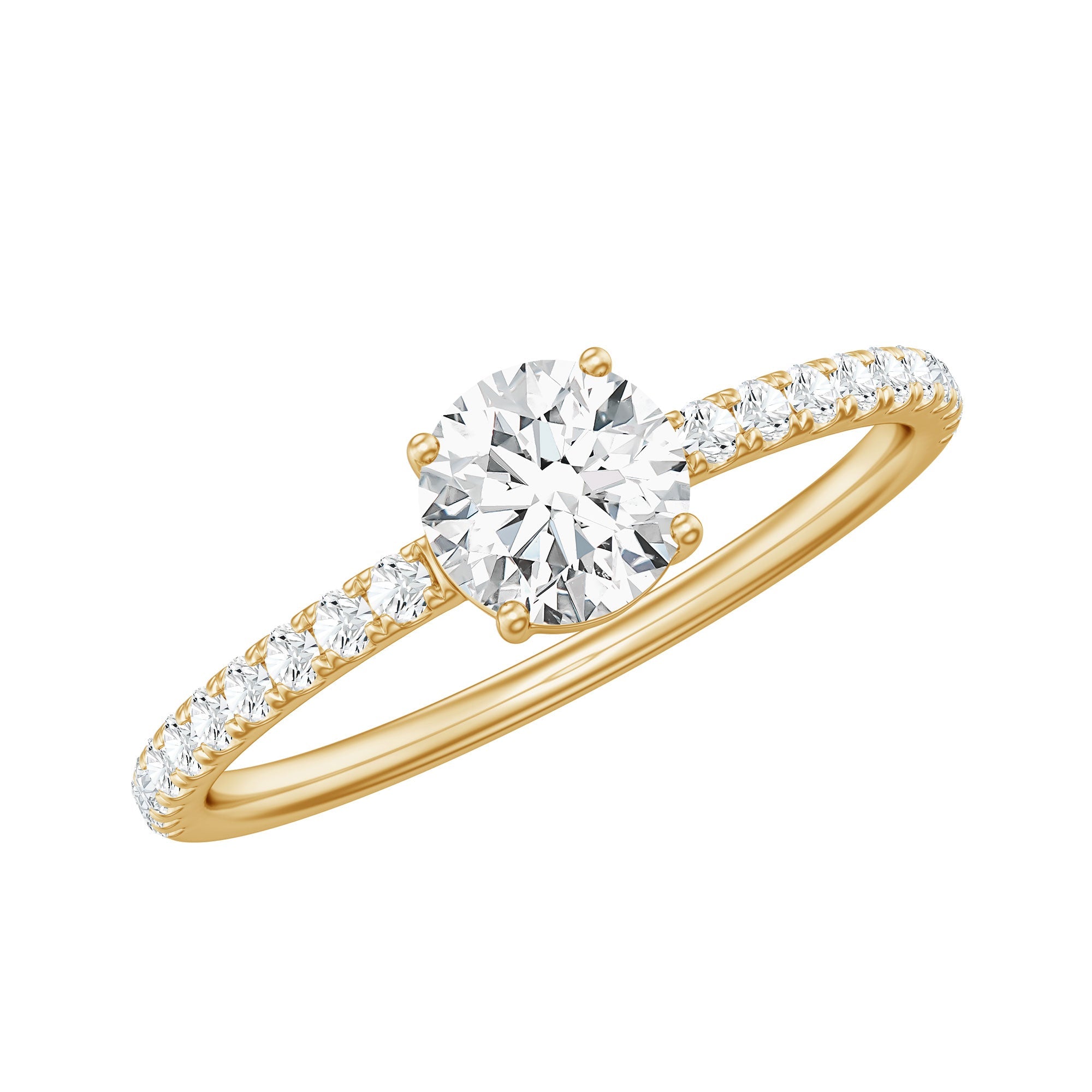 Certified 5 MM Lab Grown Diamond Engagement Ring With Side Stones