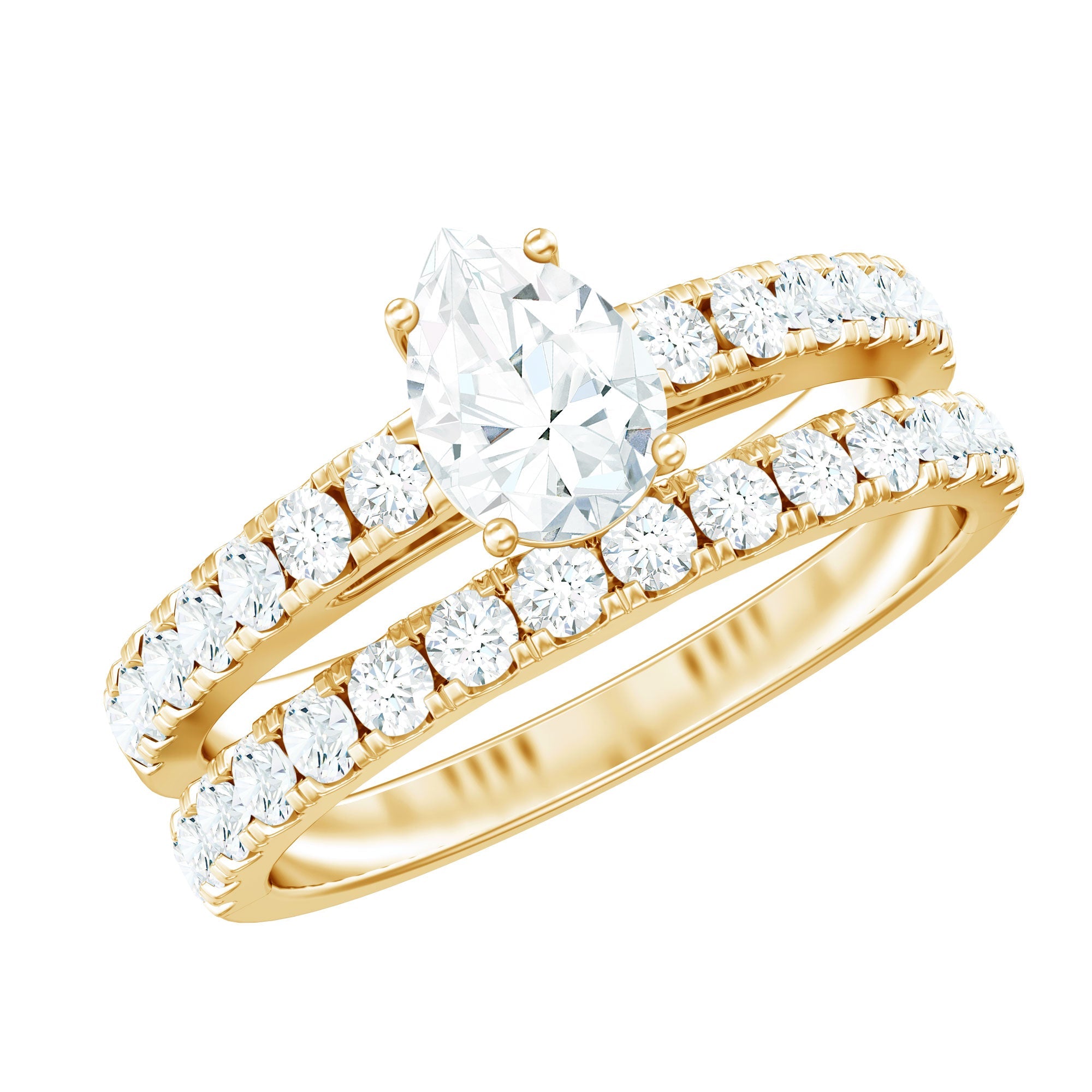 Certified Lab Grown Diamond Engagement Ring With Wedding Band