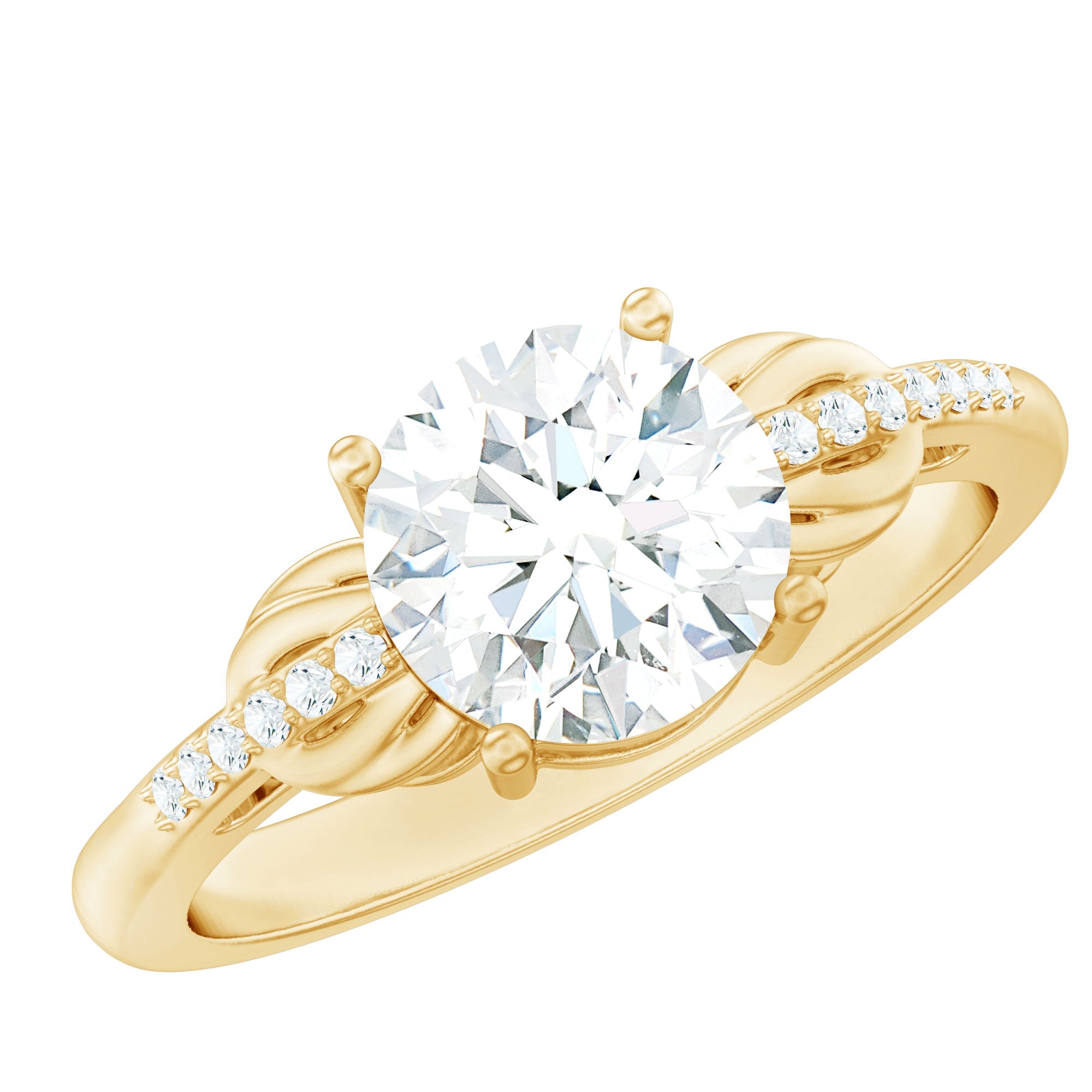 Certified 8 MM Round Lab Grown Diamond Unique Engagement Ring