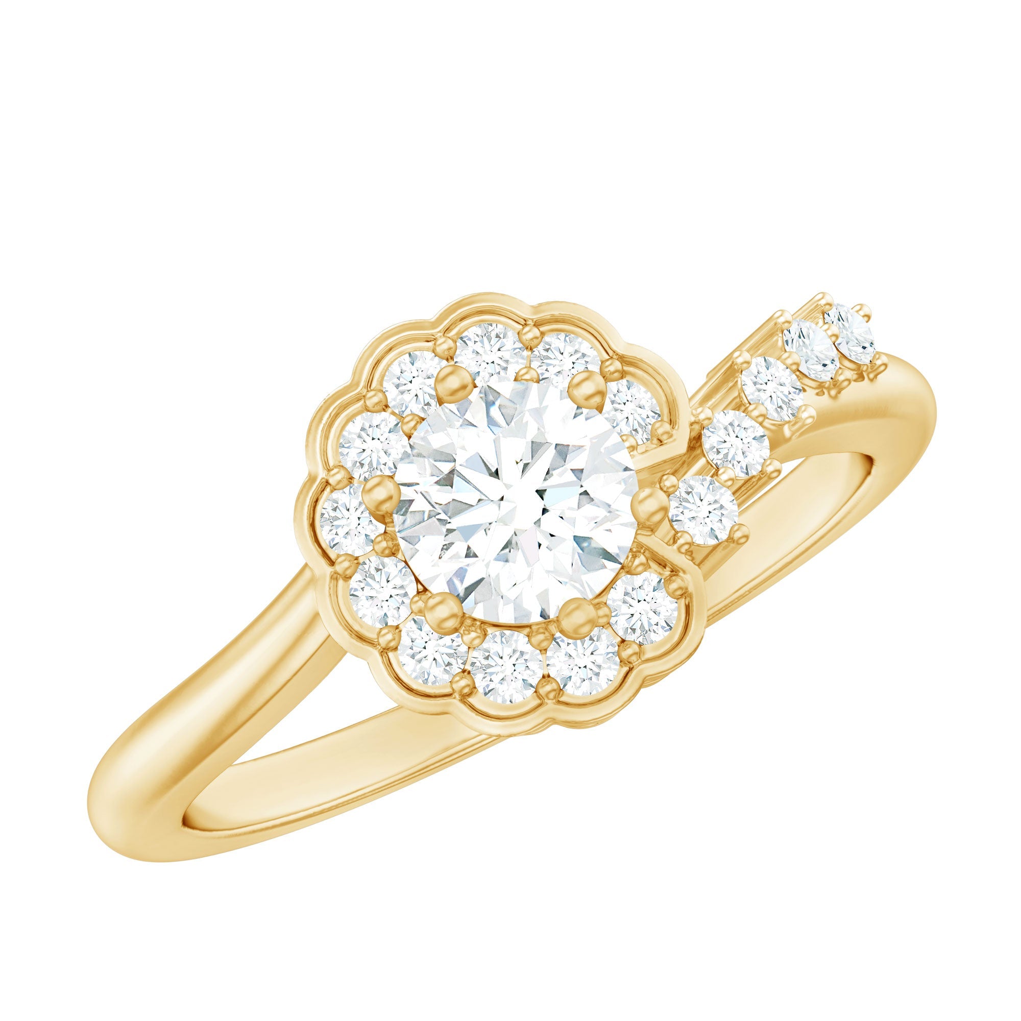 Certified 5 MM Lab Grown Diamond Nature Inspired Engagement Ring