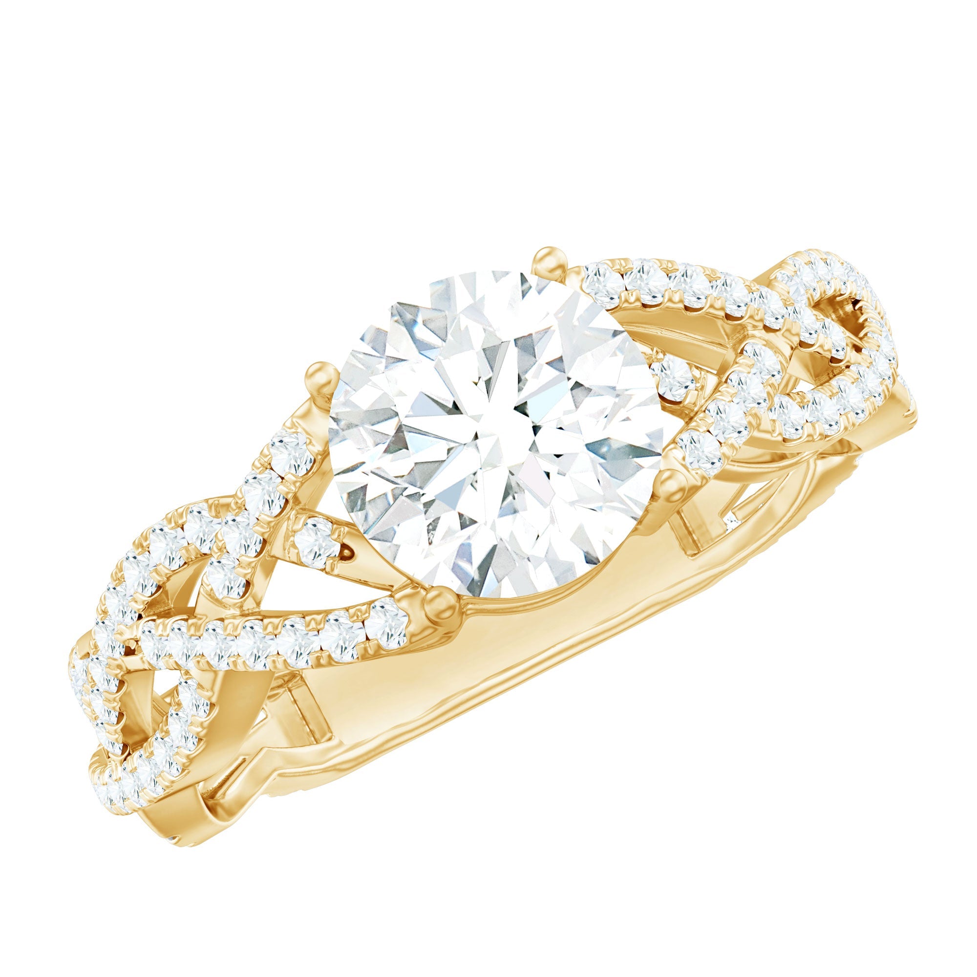 Lab Grown Diamond 8MM Round Engagement Ring With Infinity Twist