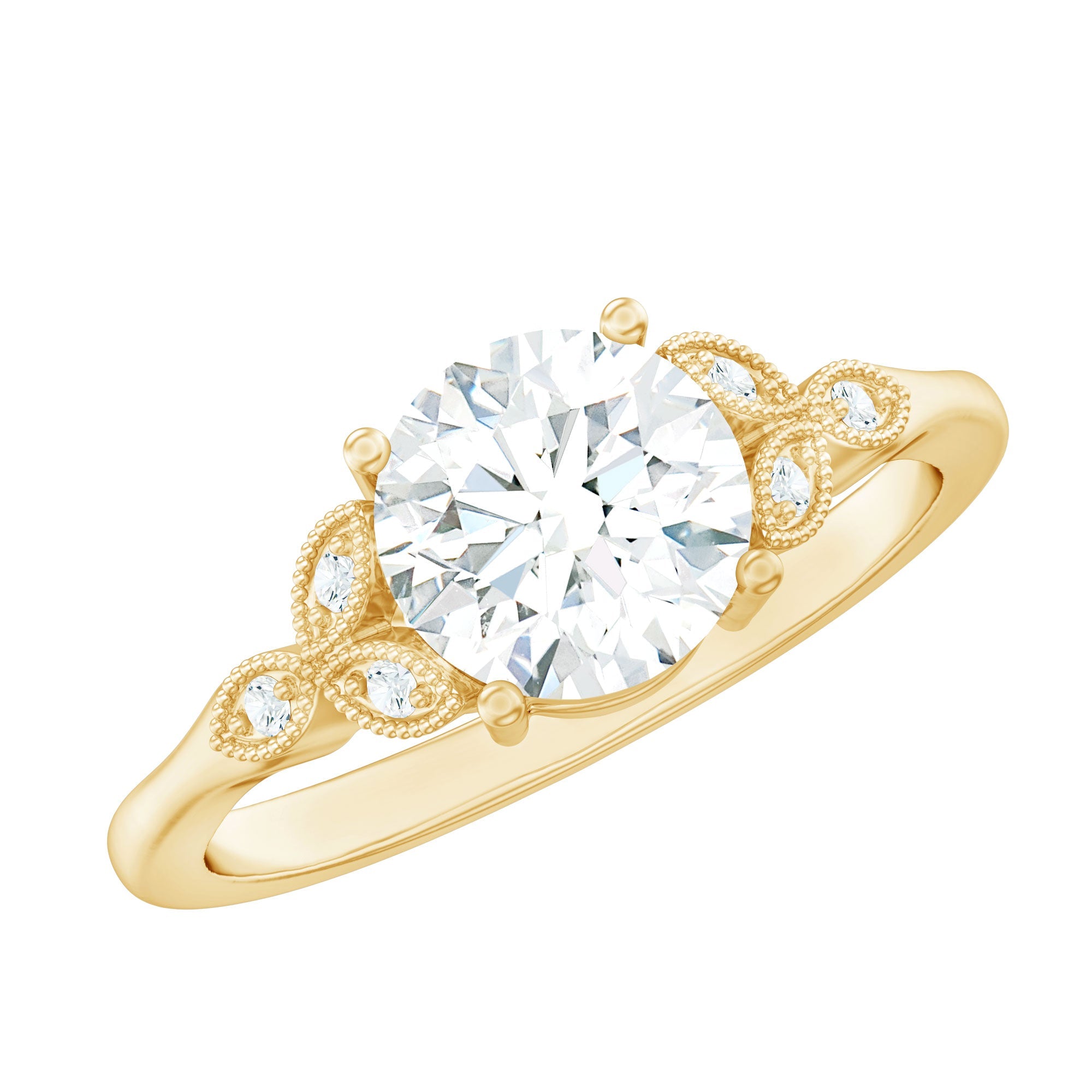 8 MM Round Lab Grown Diamond Vine Engagement Ring