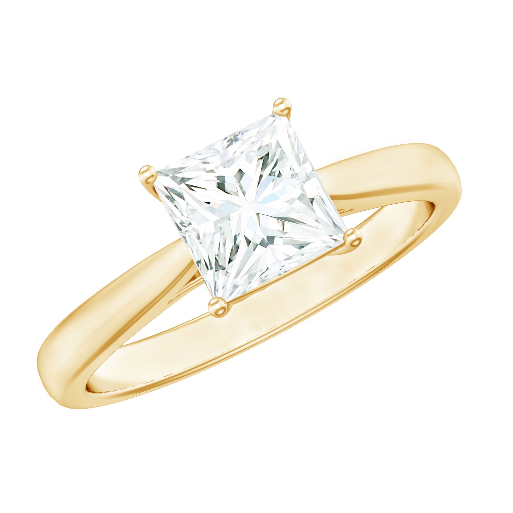 6 MM Princess Cut Lab Grown Diamond Solitaire Engagement Ring For Women