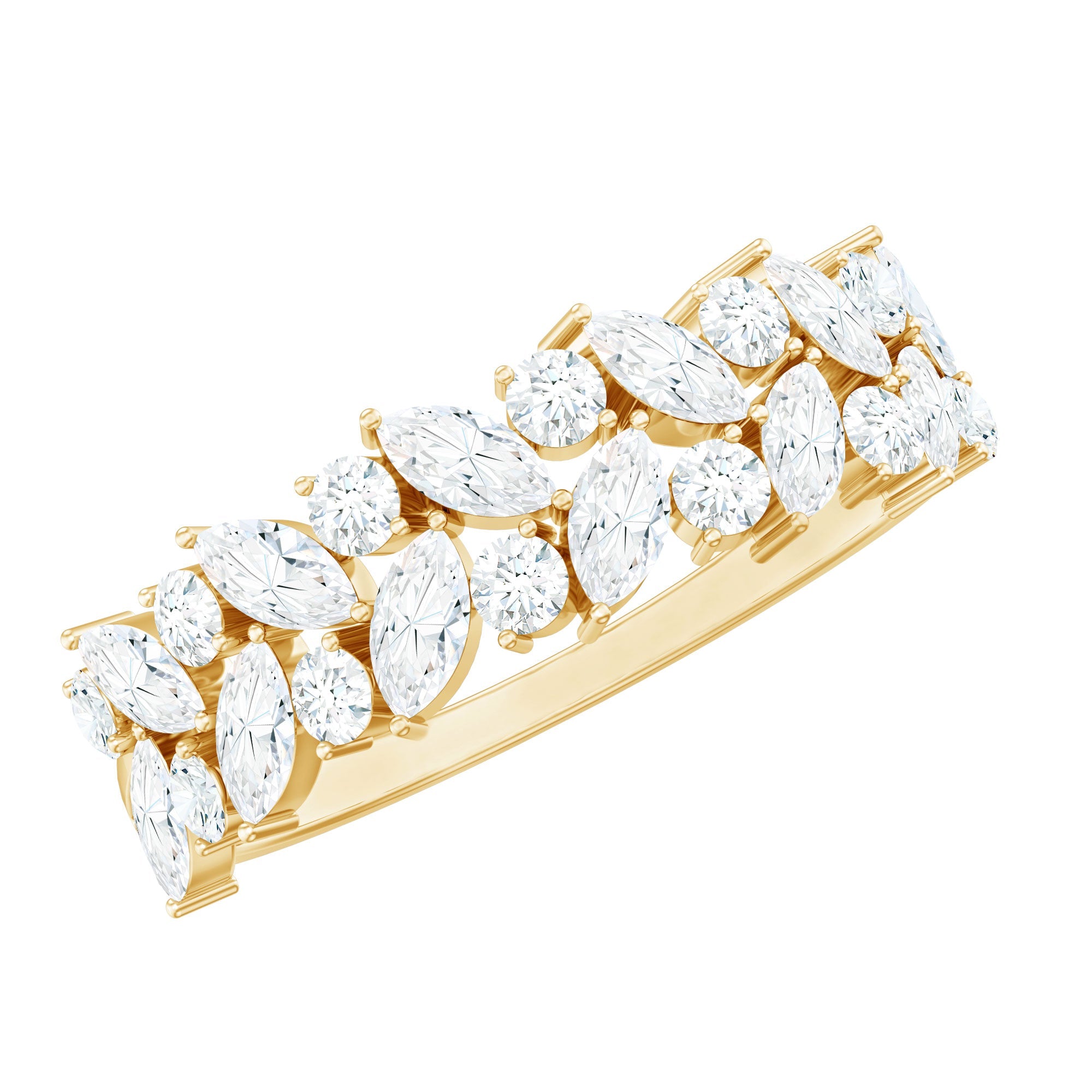 Certified Lab Grown Diamond Cluster Half Eternity Band for Women