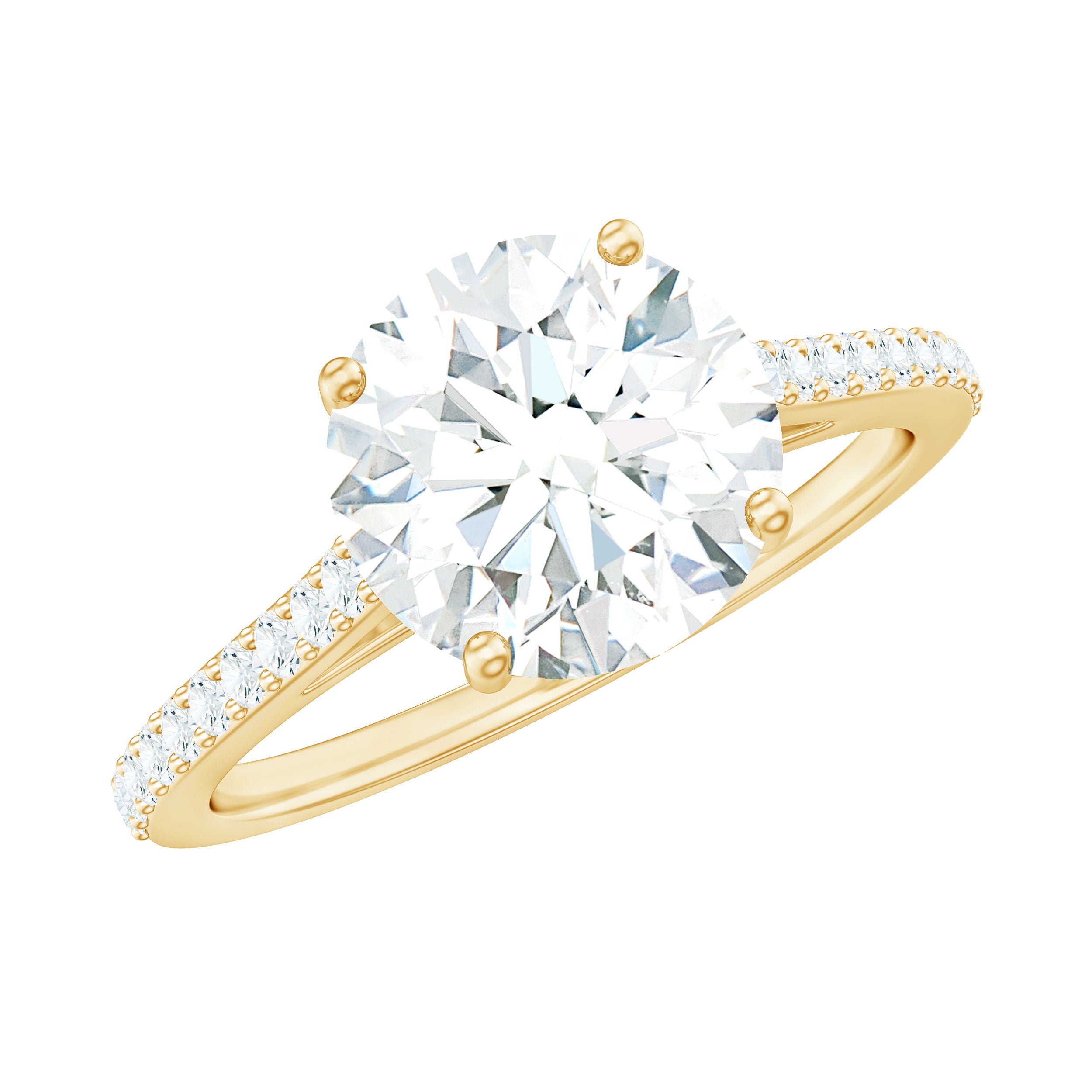 Solitaire Lab Grown Diamond Ring with Side Stones for Women