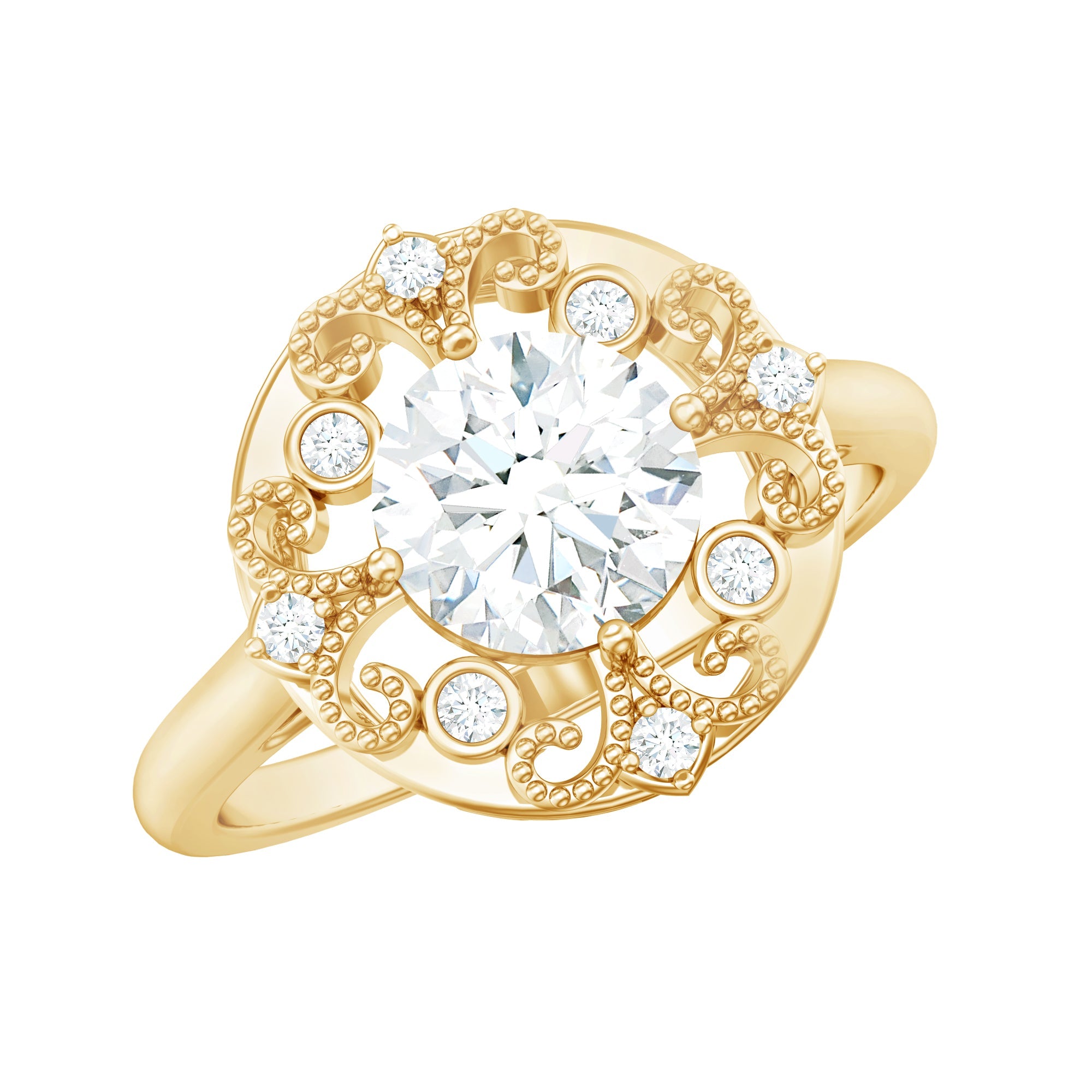 Certified Lab Grown Diamond Beaded Engagement Ring for Women