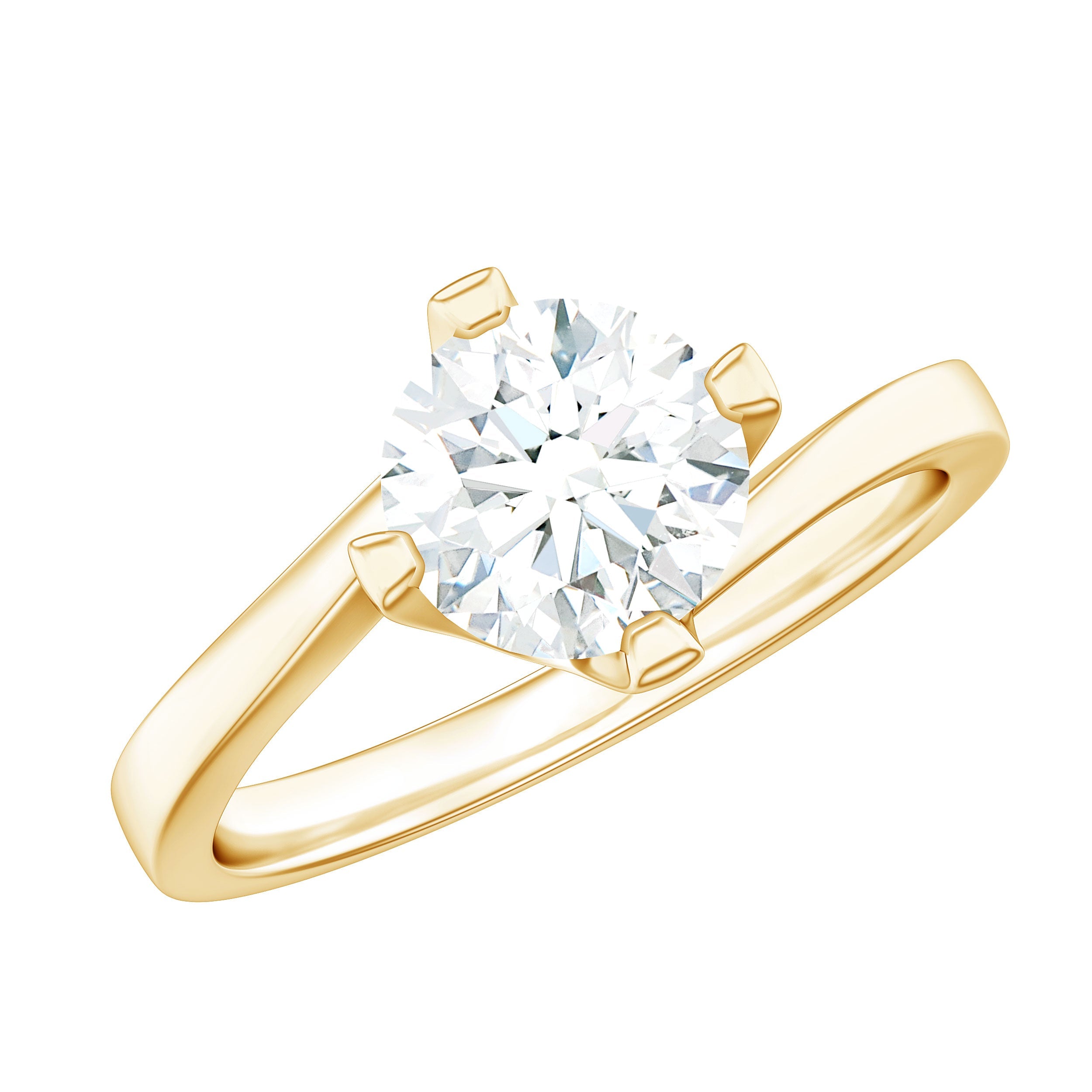 Lab Grown Diamond Engagement Ring With Diagonal 4 Prongs