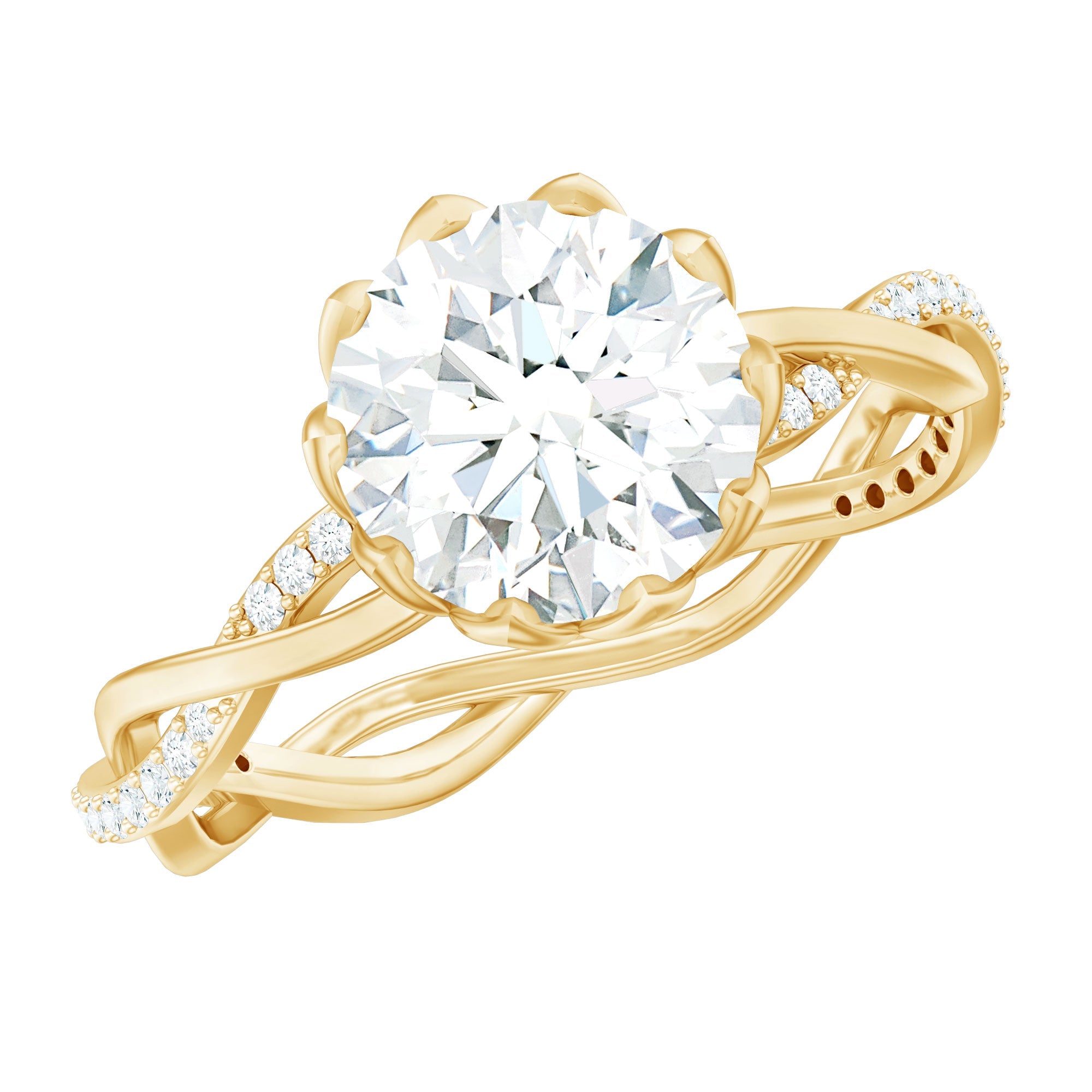 Round Cut Lab Grown Diamond Unique Engagement Ring