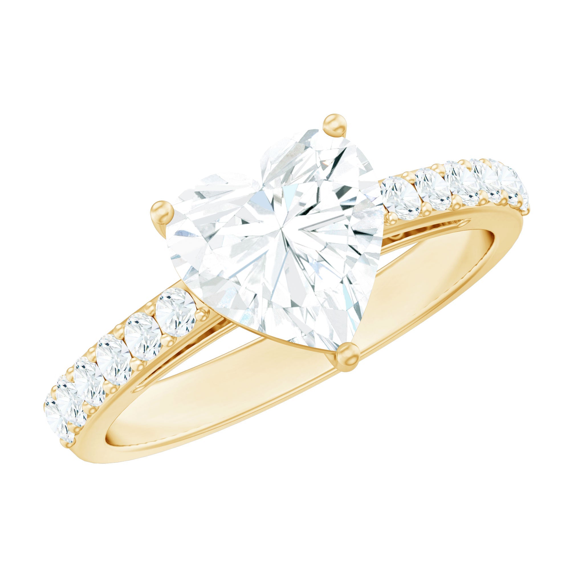 3 Prong Lab Grown Diamond Heart Engagement Ring For Women