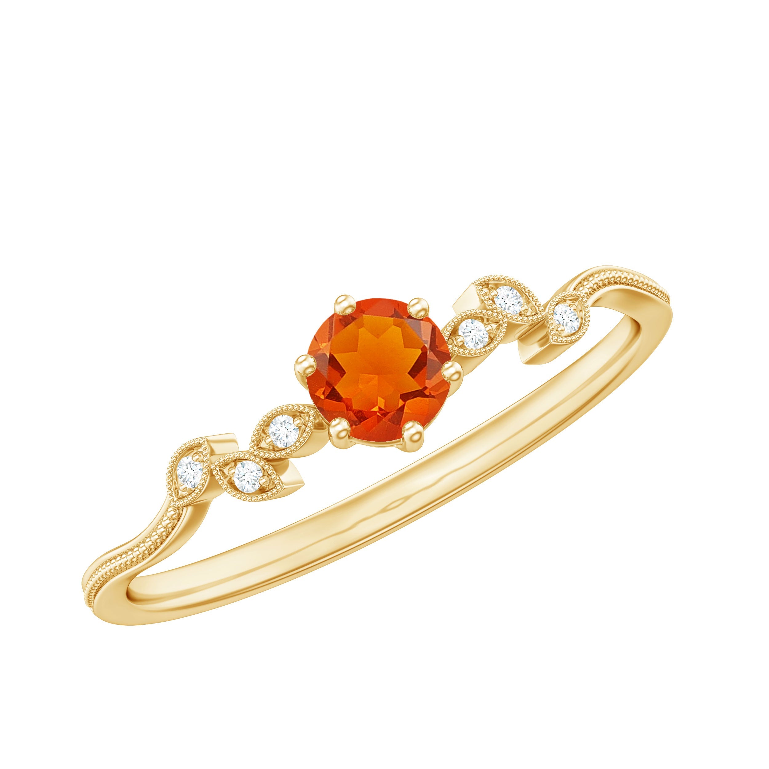 Minimalist Fire Opal and Diamond Promise Ring for Women