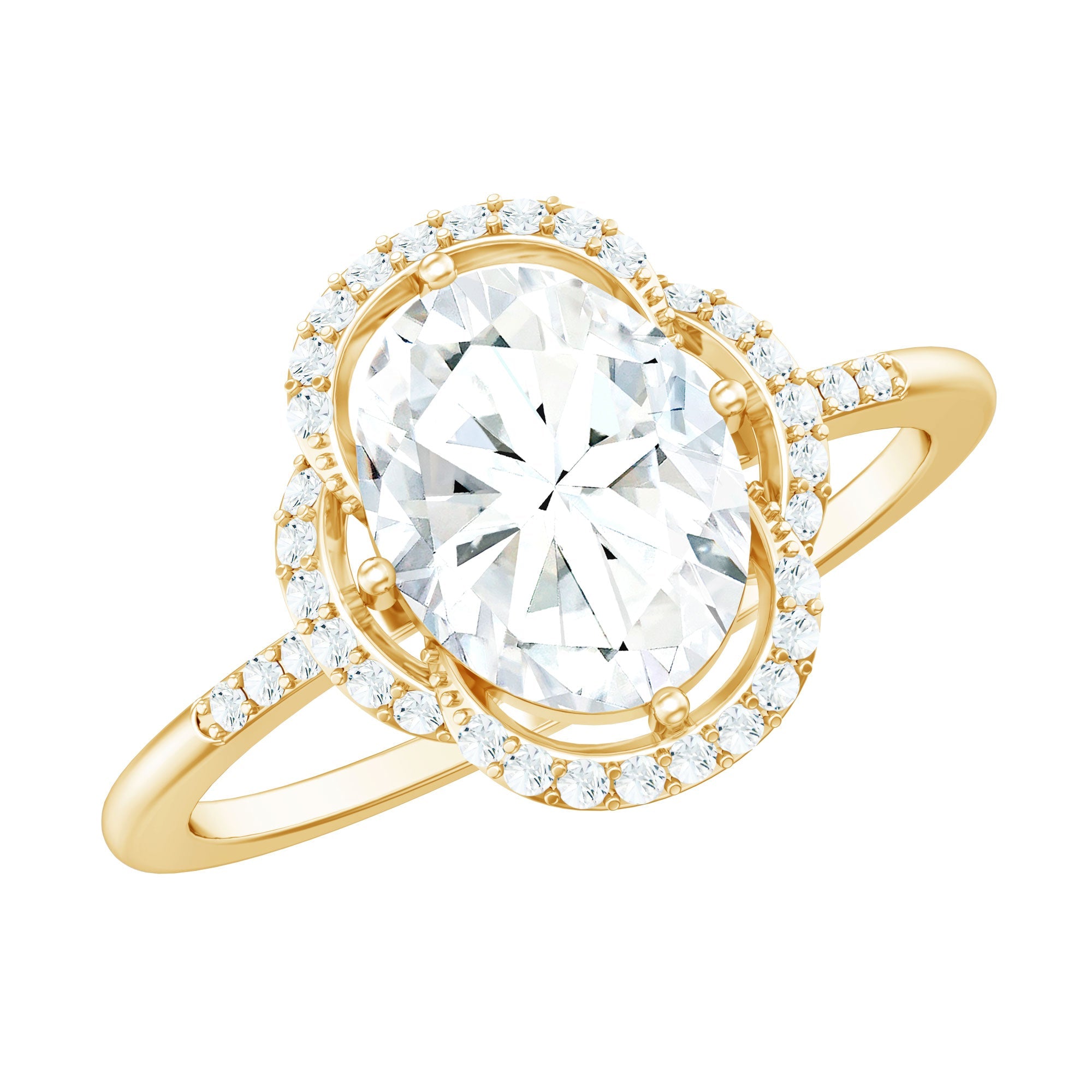 Brilliant Cut Oval Lab Grown Diamond Halo Engagement Ring