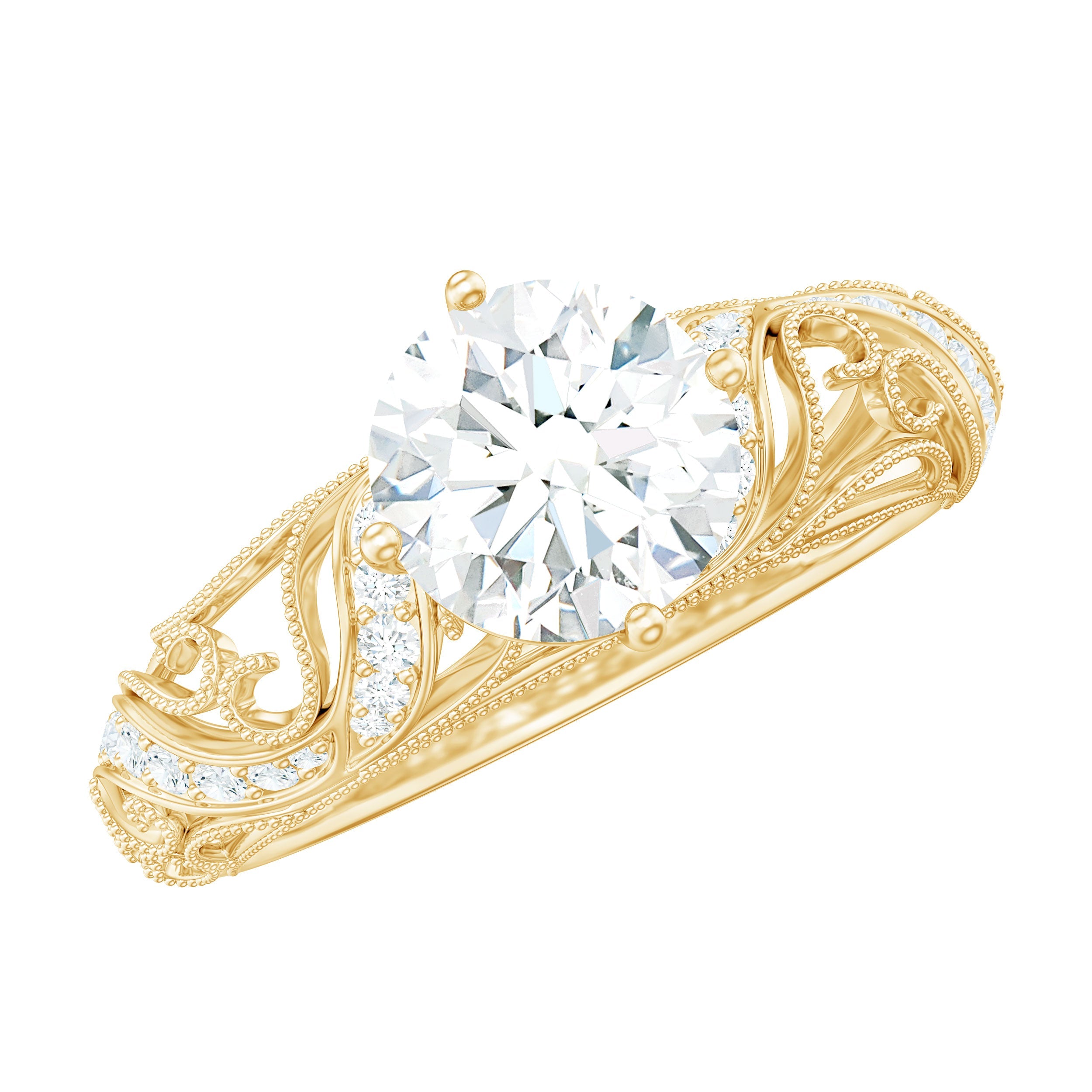 Certified Lab Created Diamond Antique Inspired Engagement Ring