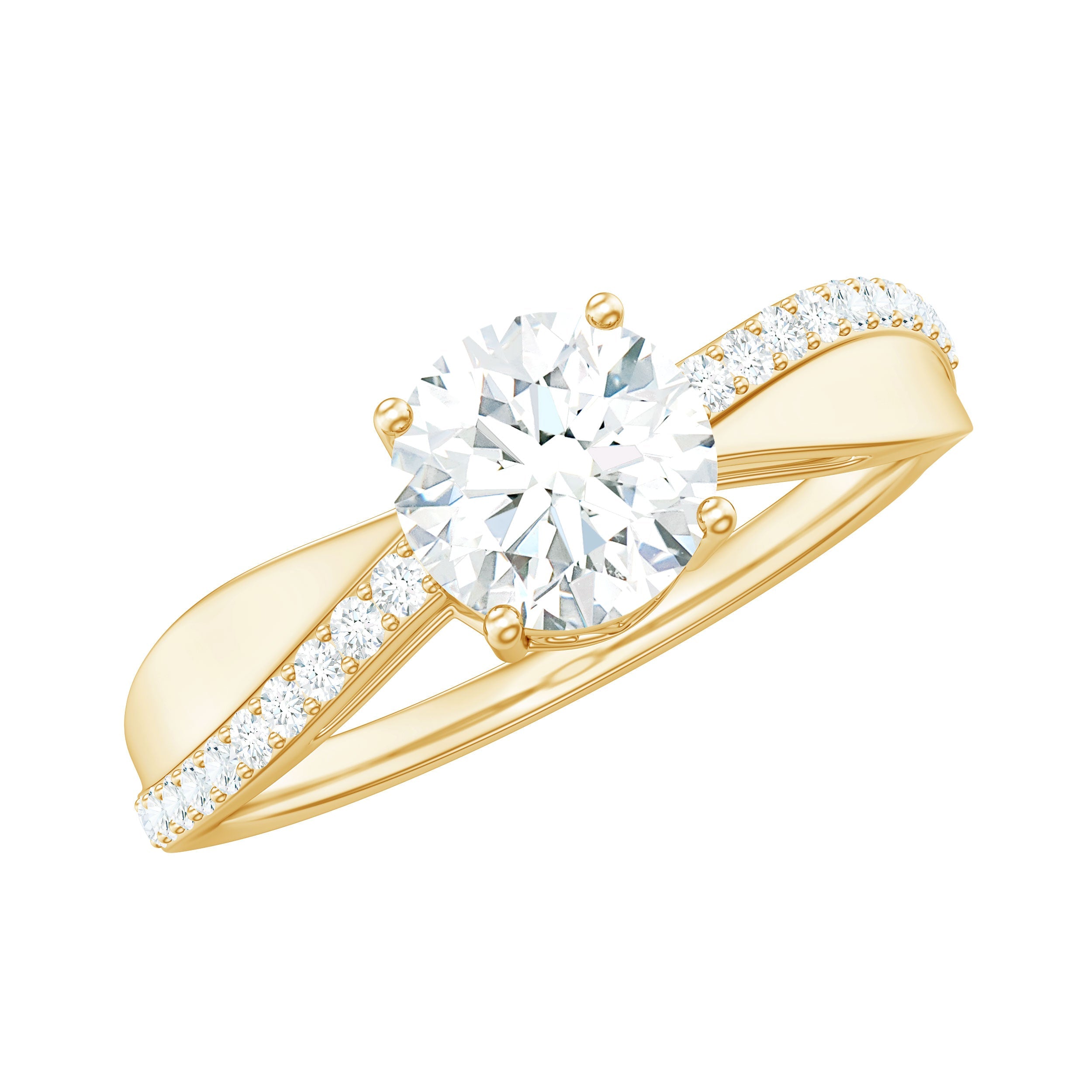 Certified Lab Grown Diamond Engagement Ring With Bypass Details