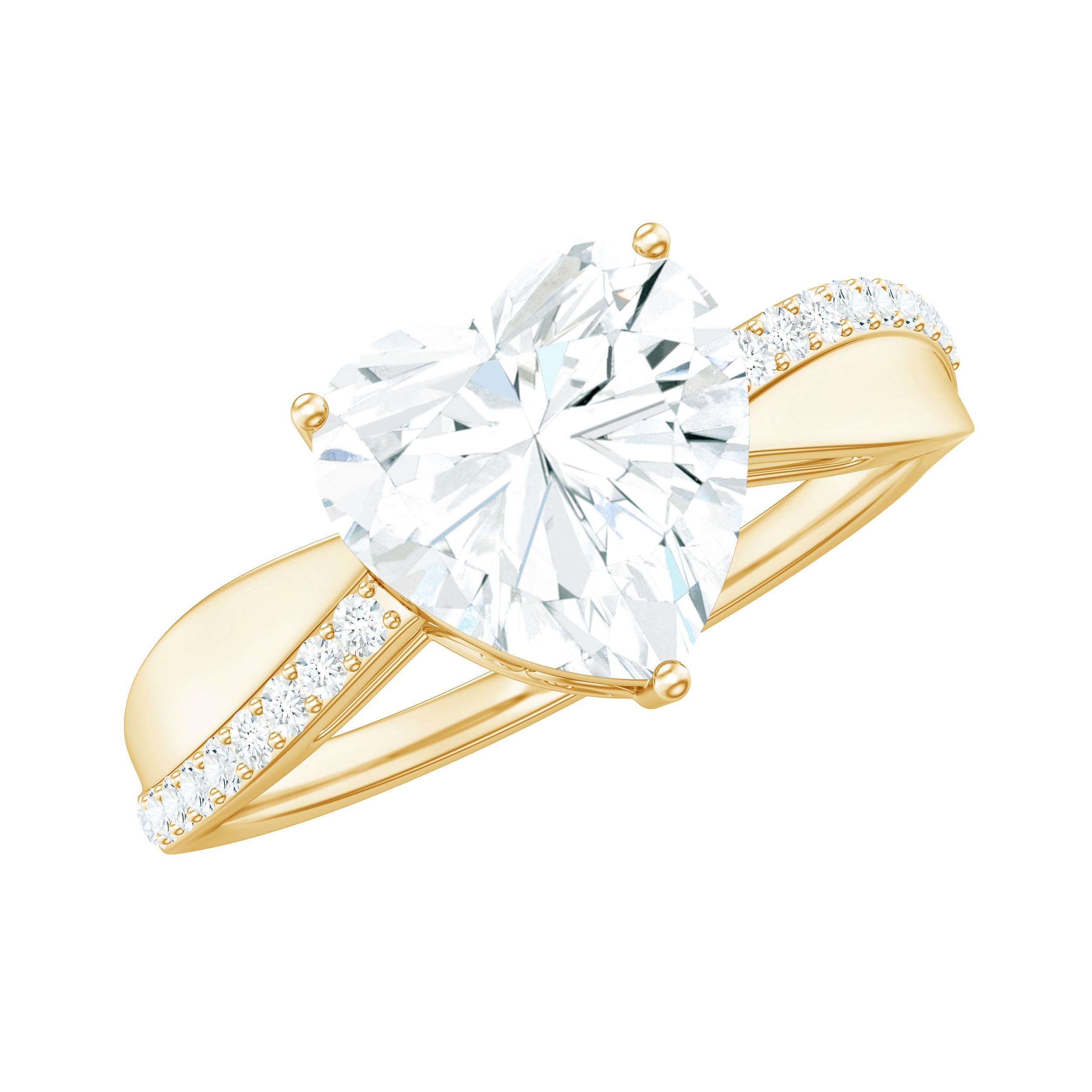 Lab Grown Diamond Heart Engagement Ring With Bypass Details