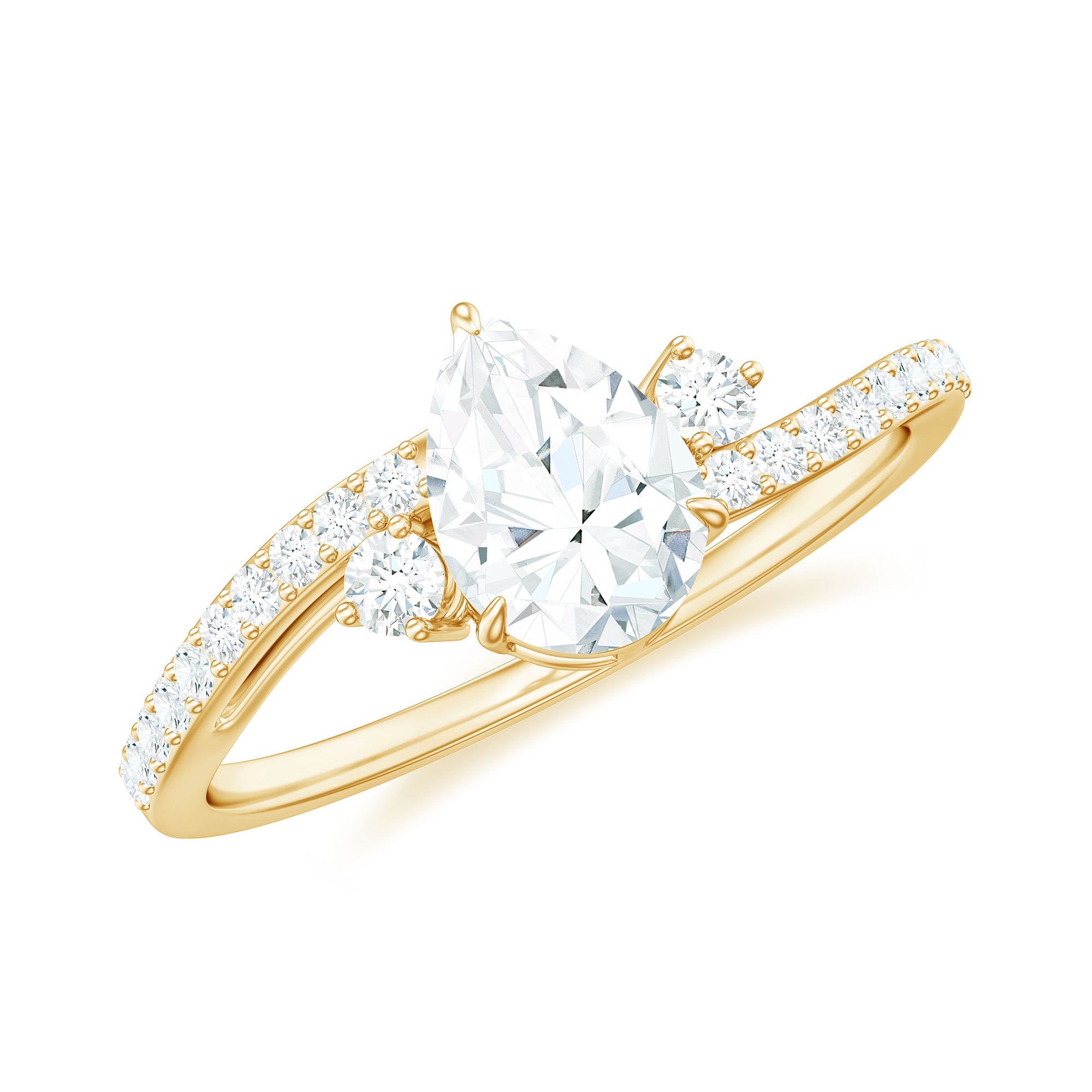 Pear Lab Created Diamond Engagement Bypass Ring for Her