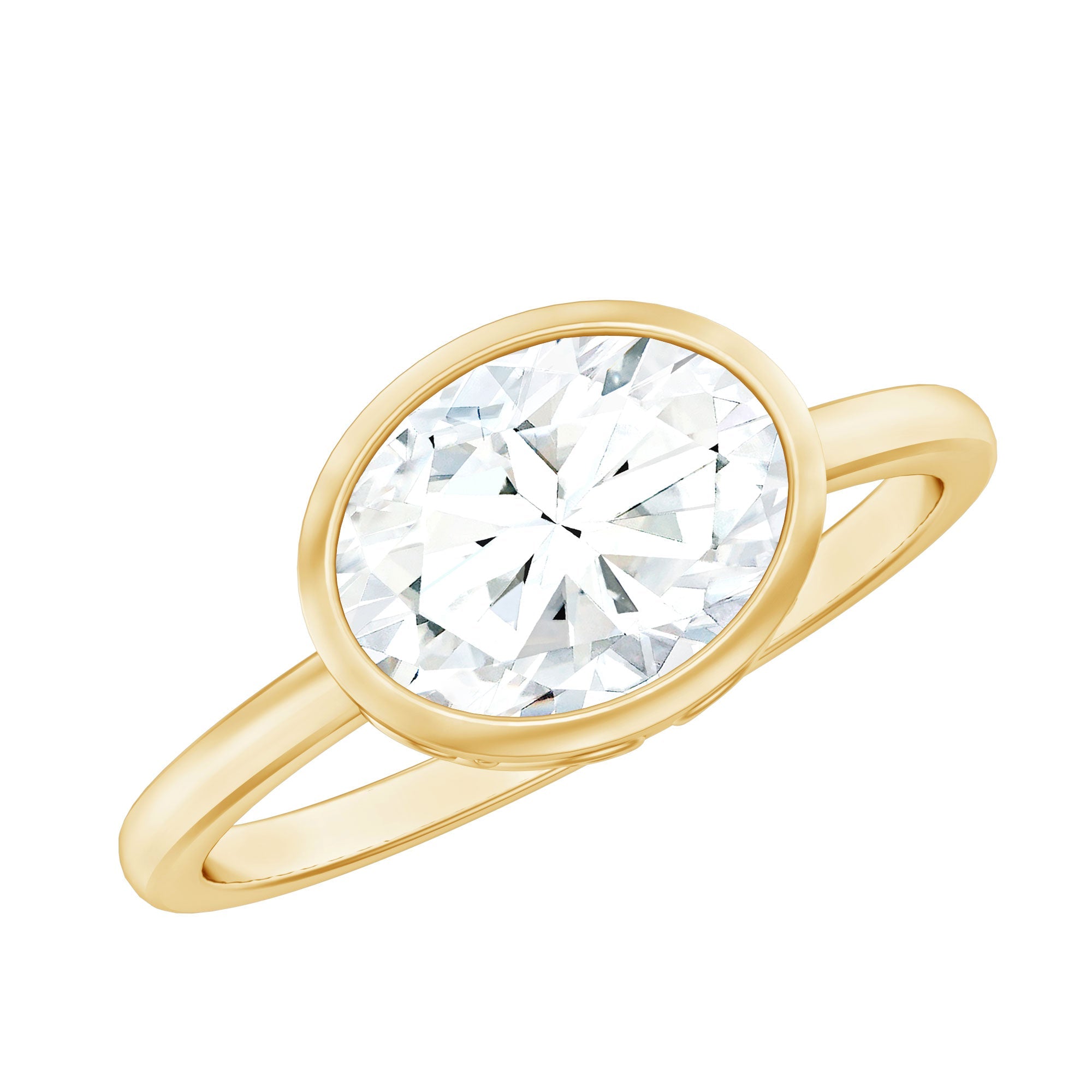 Bezel Set Lab Grown Diamond East West Engagement Ring