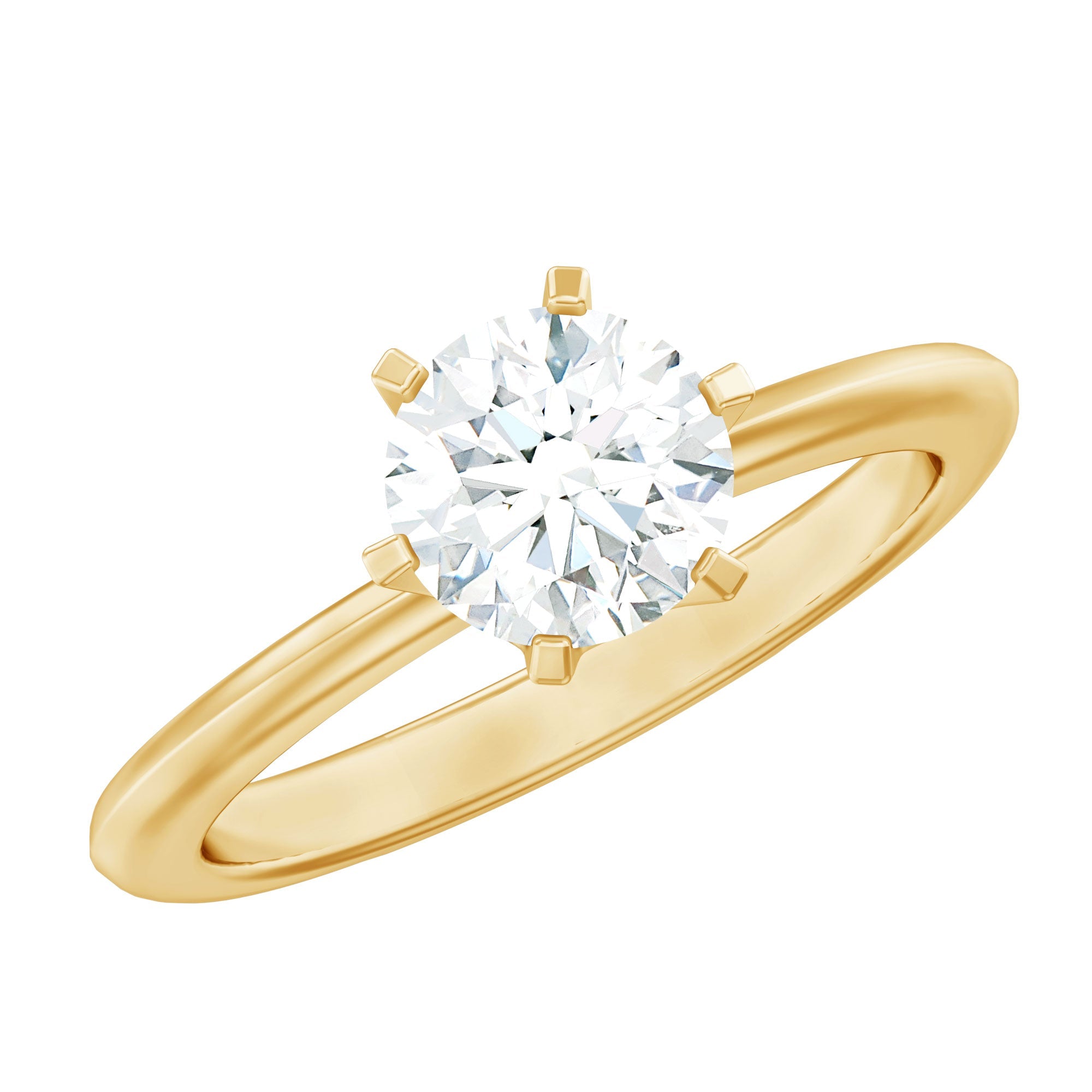 Brilliant Cut Lab Grown Diamond Solitaire Engagement Ring With 6 Prongs