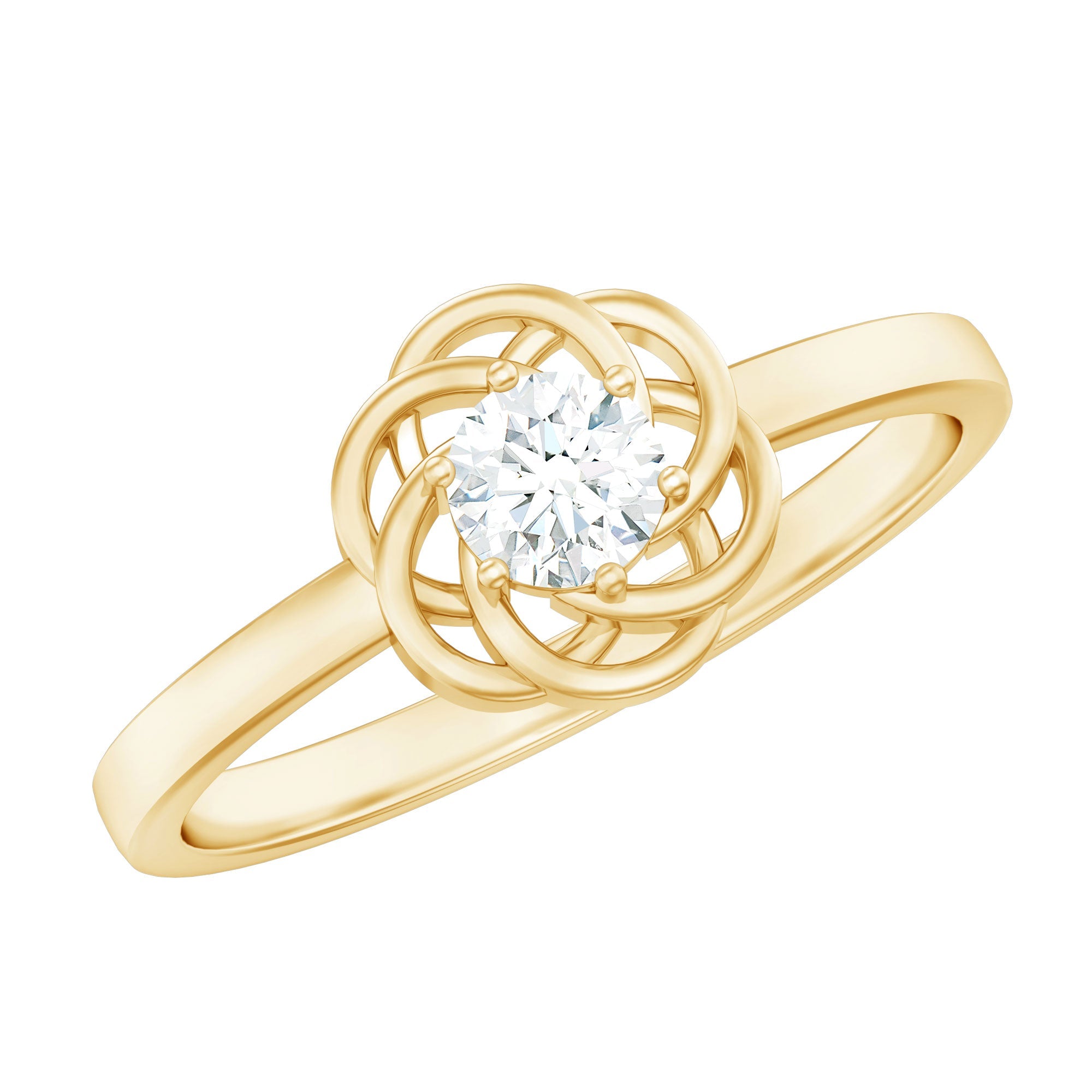 Solitaire Lab Grown Diamond Flower Promise Ring with Certificate