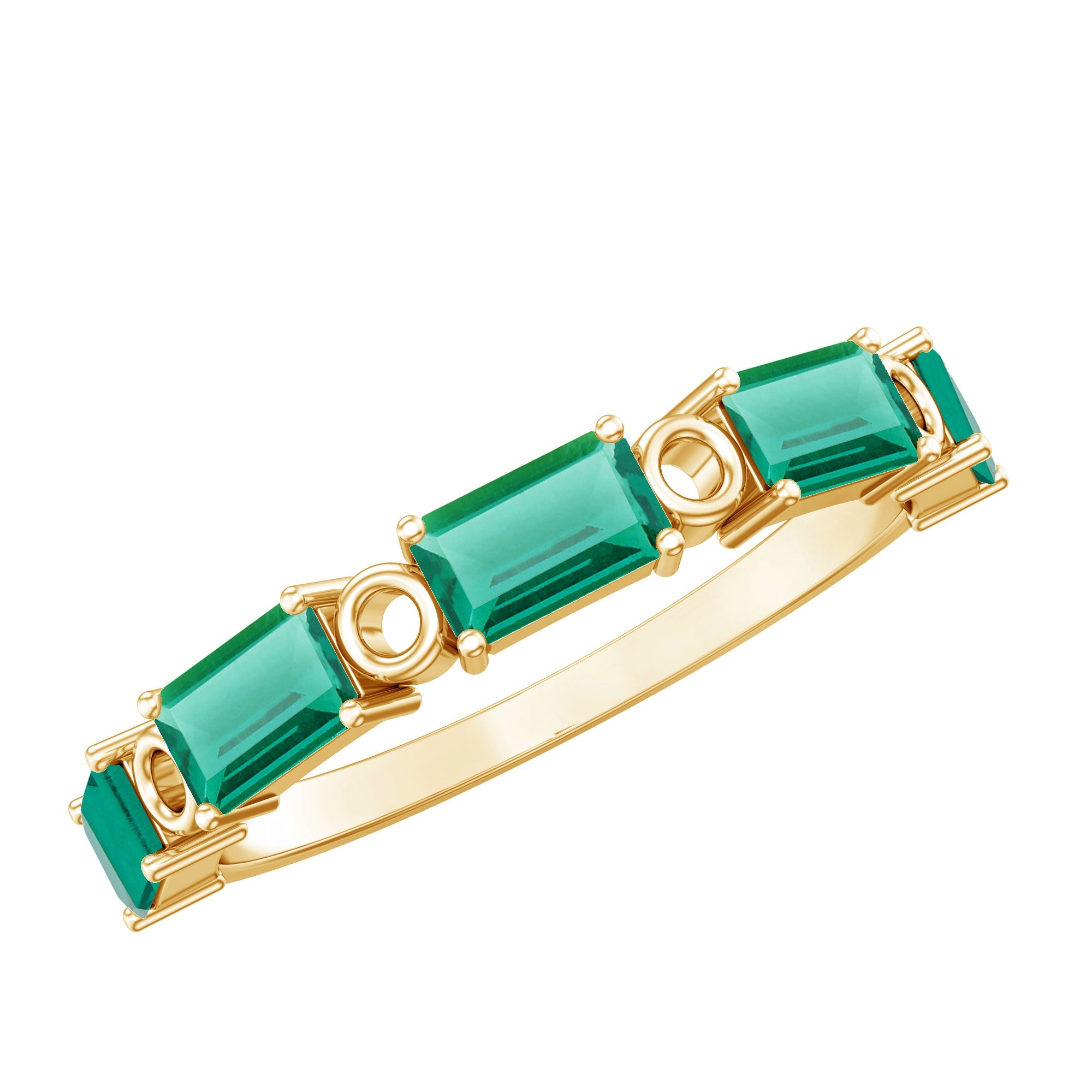 Baguette Cut Lab Created Emerald Eternity Wedding Band
