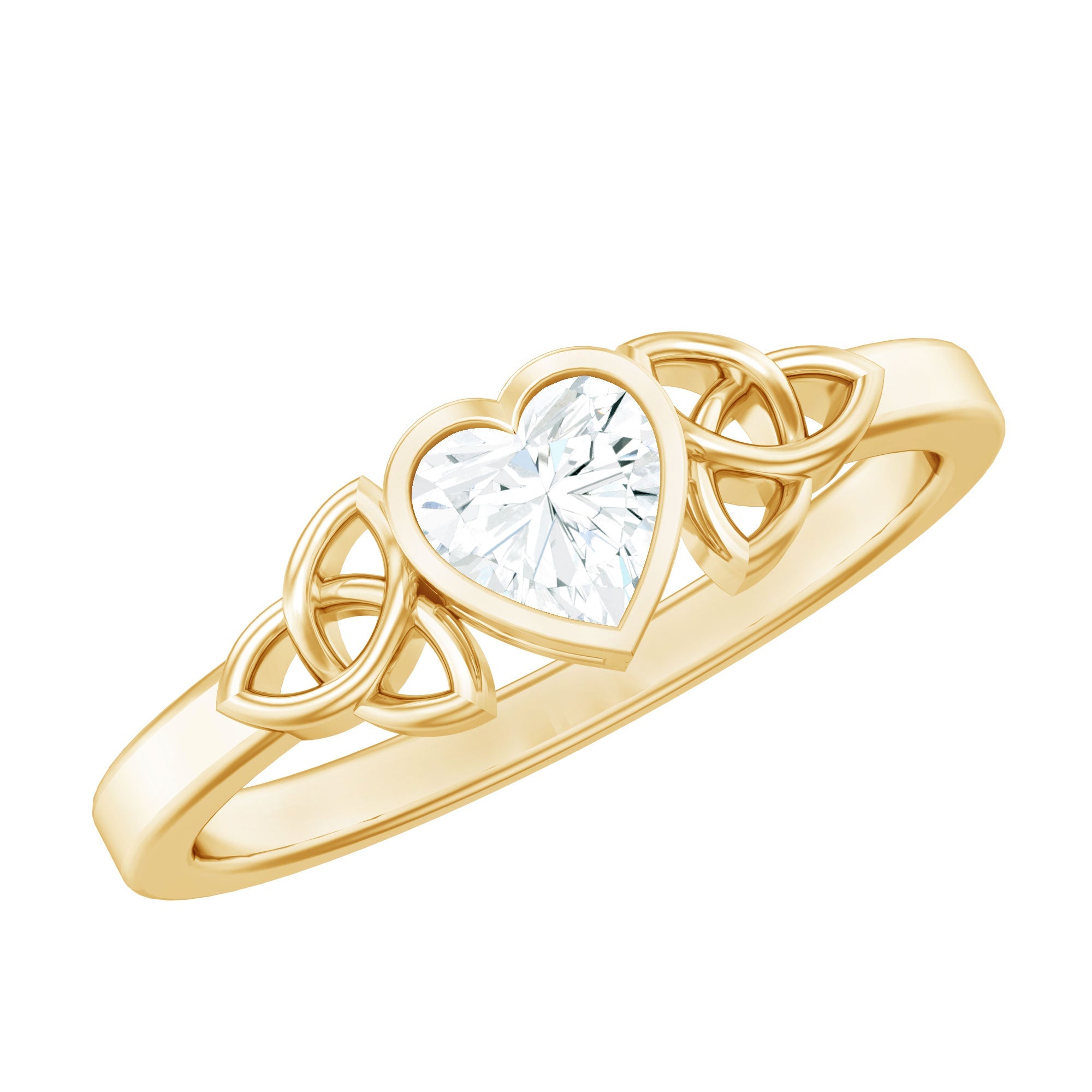 Heart Shape Lab Grown Diamond Solitaire Celtic Ring