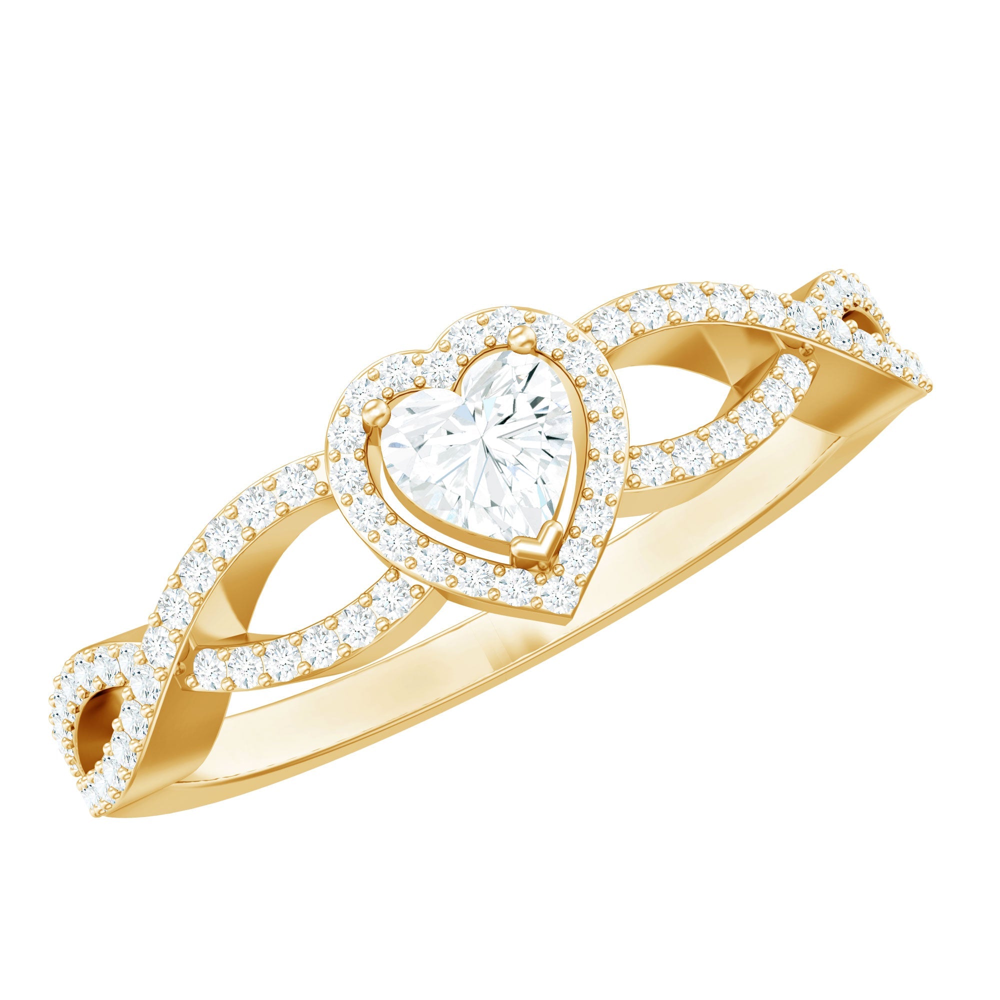 Heart Shape Lab Grown Diamond Criss Cross Engagement Ring