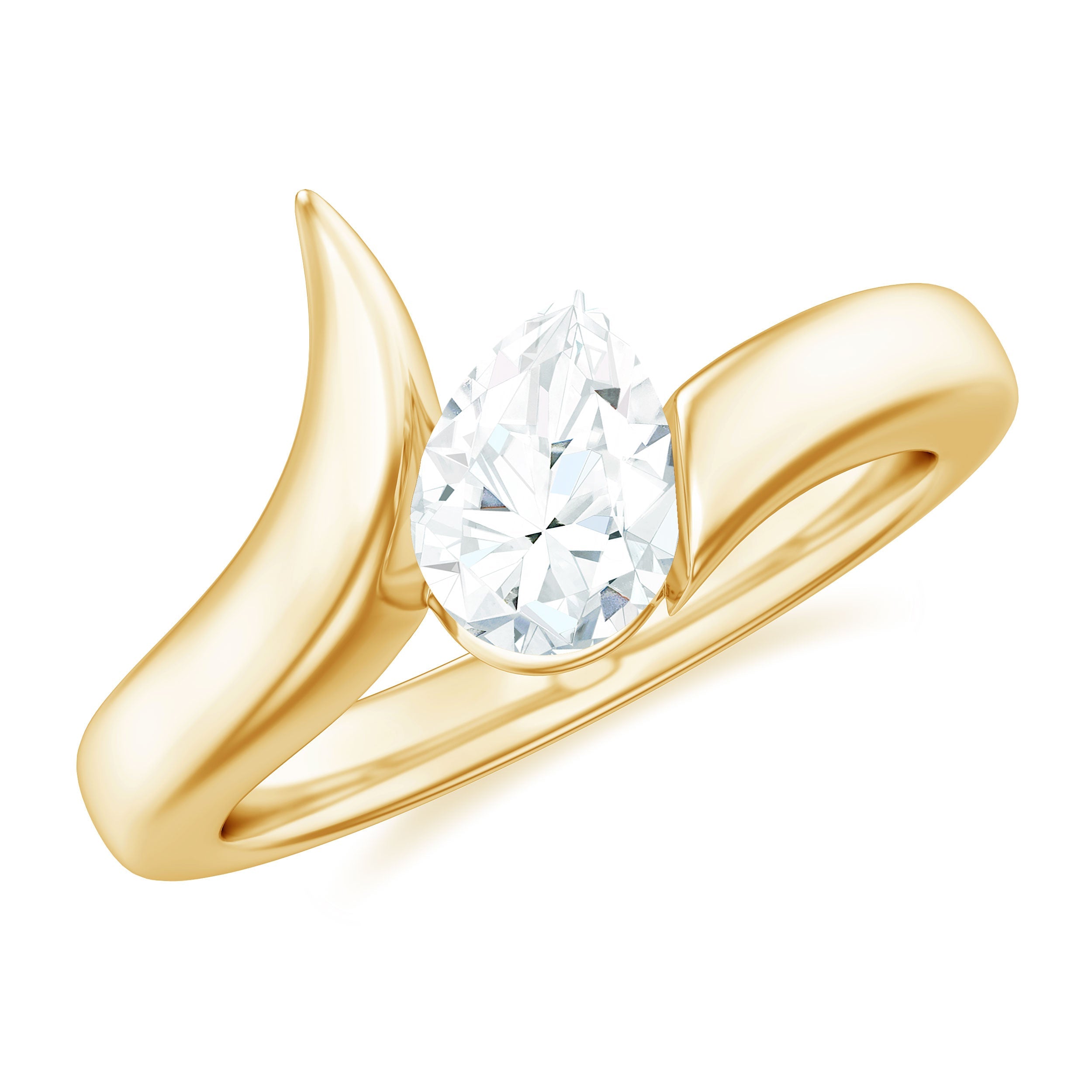 Pear Shape Lab Grown Diamond Solitaire Bypass Ring