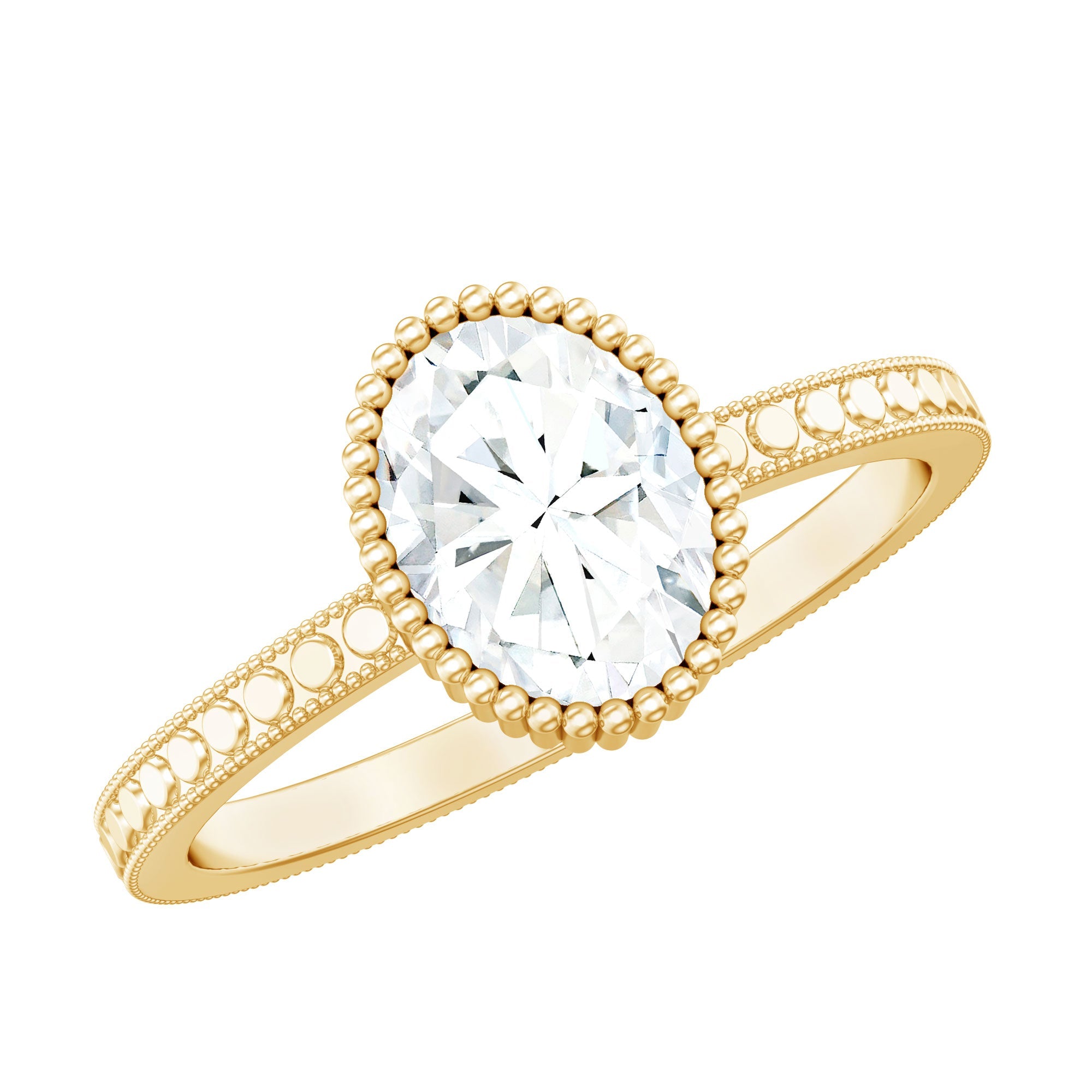 Vintage Style Oval Shape Lab Grown Diamond Solitaire Engagement Ring