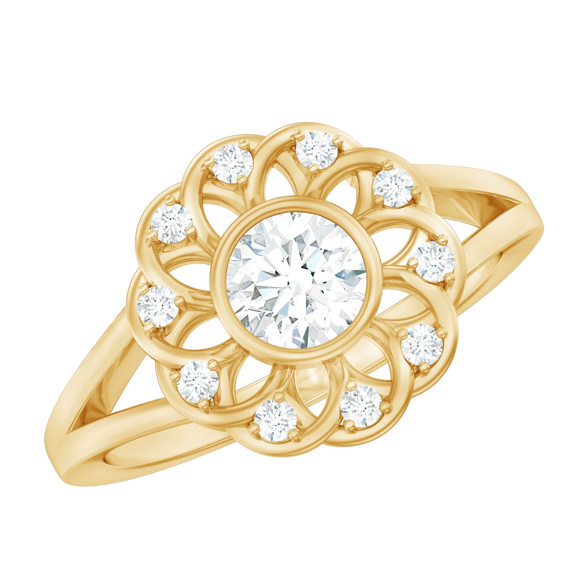 Lab Grown Diamond Nature Inspired Flower Engagement Ring