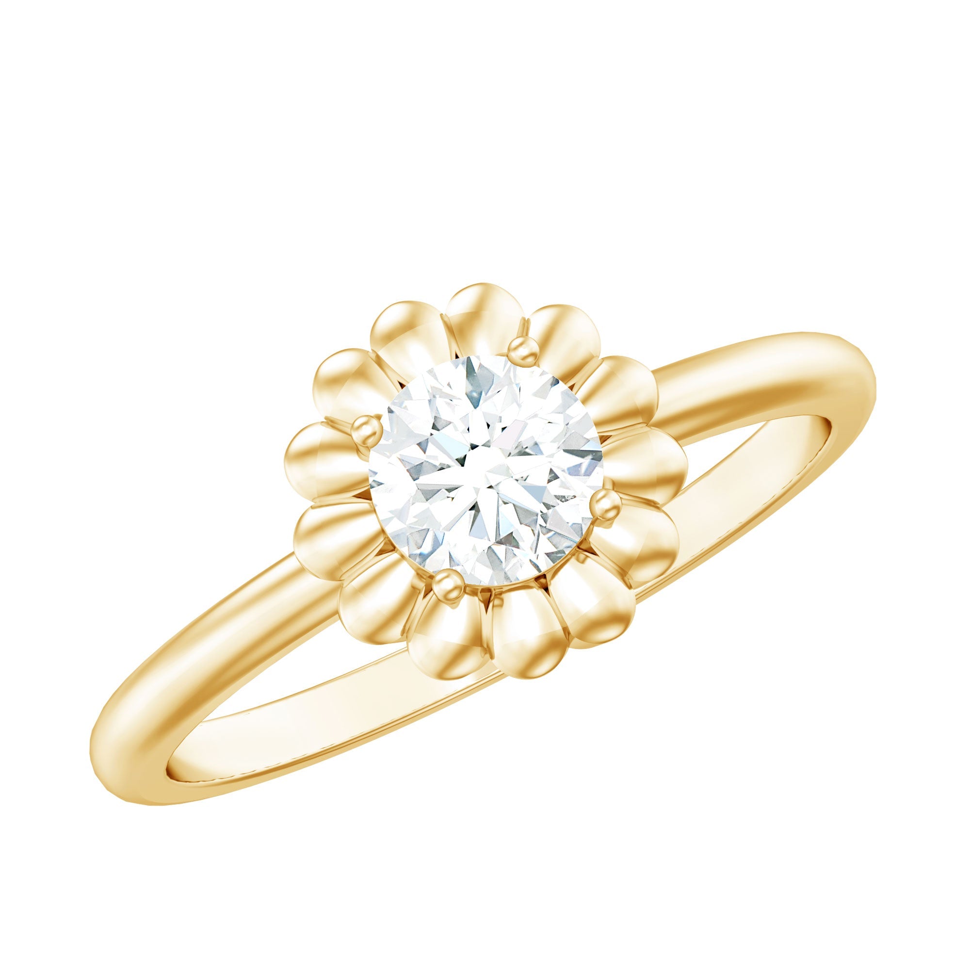 Solitaire Lab Grown Diamond Flower Ring