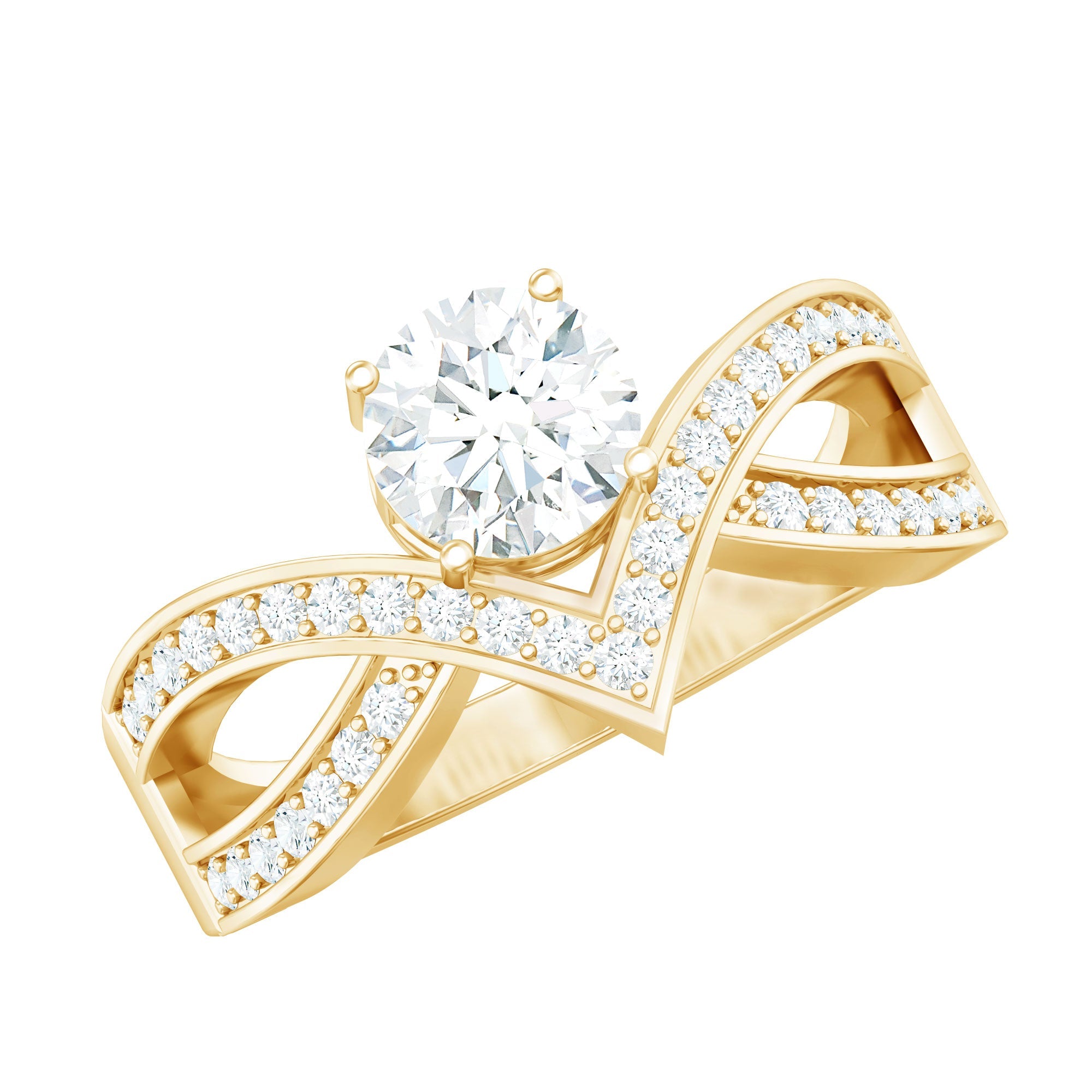 Certified Lab Grown Diamond Designer Solitaire Engagement Ring