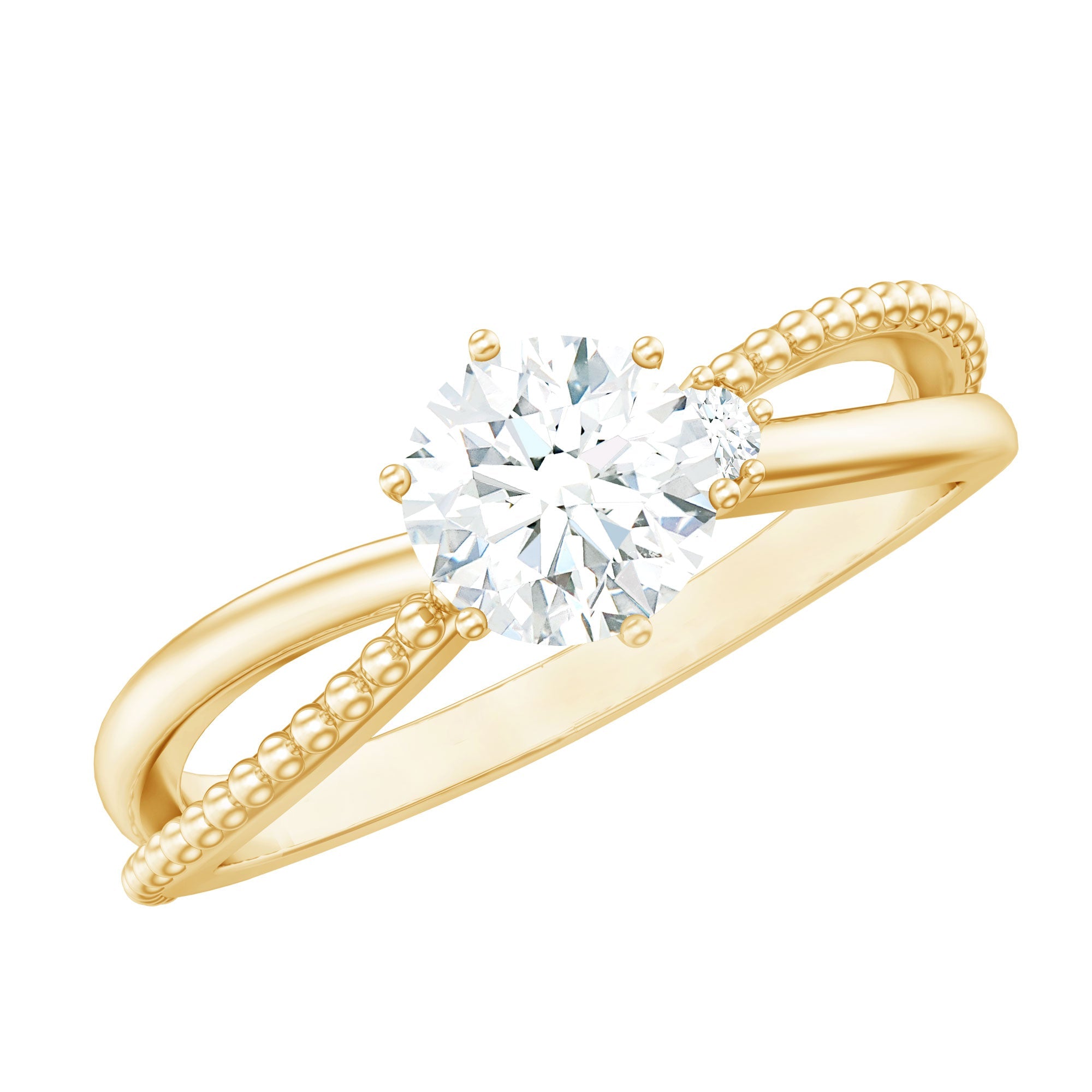 Lab Grown Diamond Solitaire Splt Shank Engagement Ring