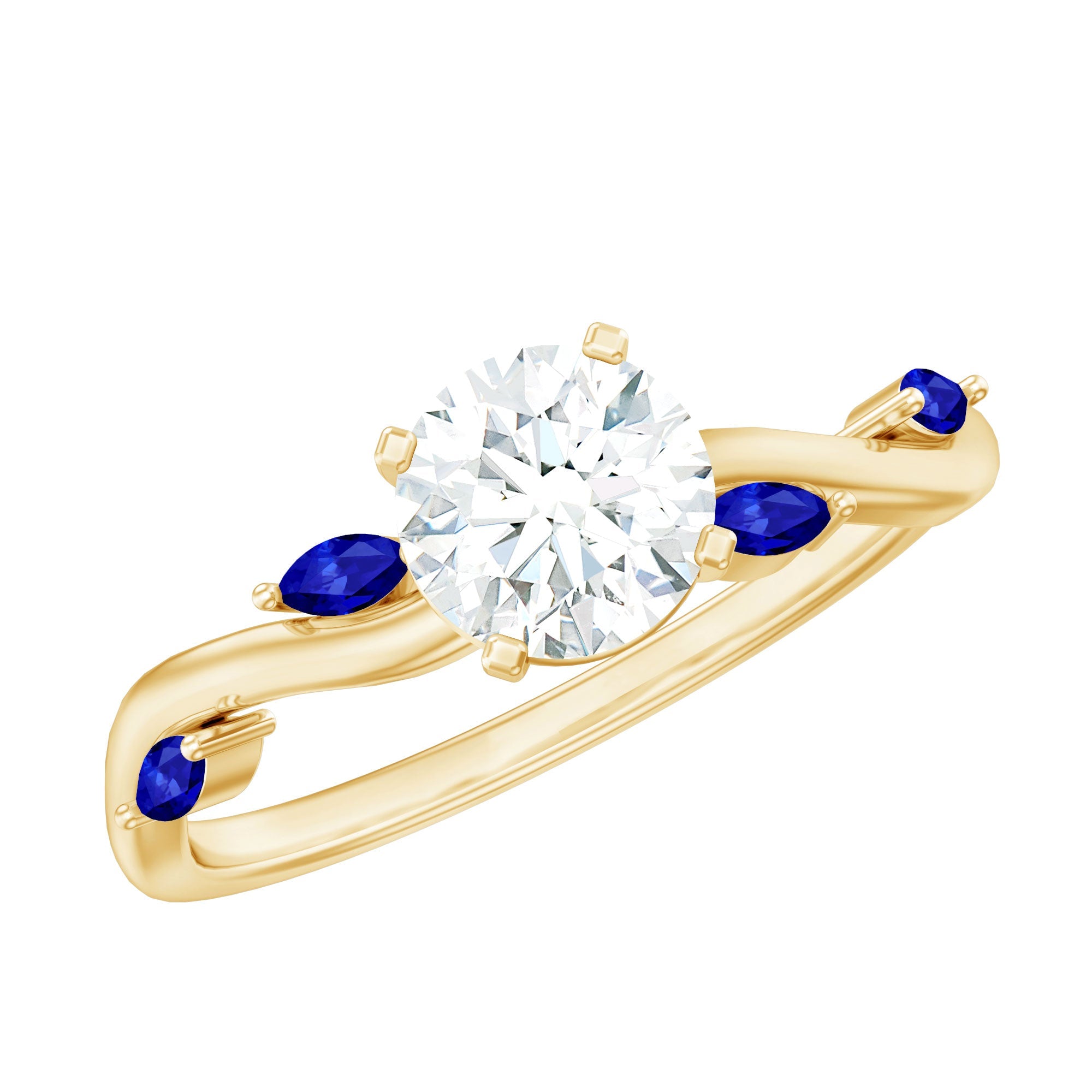 Certified Lab Grown Diamond Engagement Ring with Sapphire