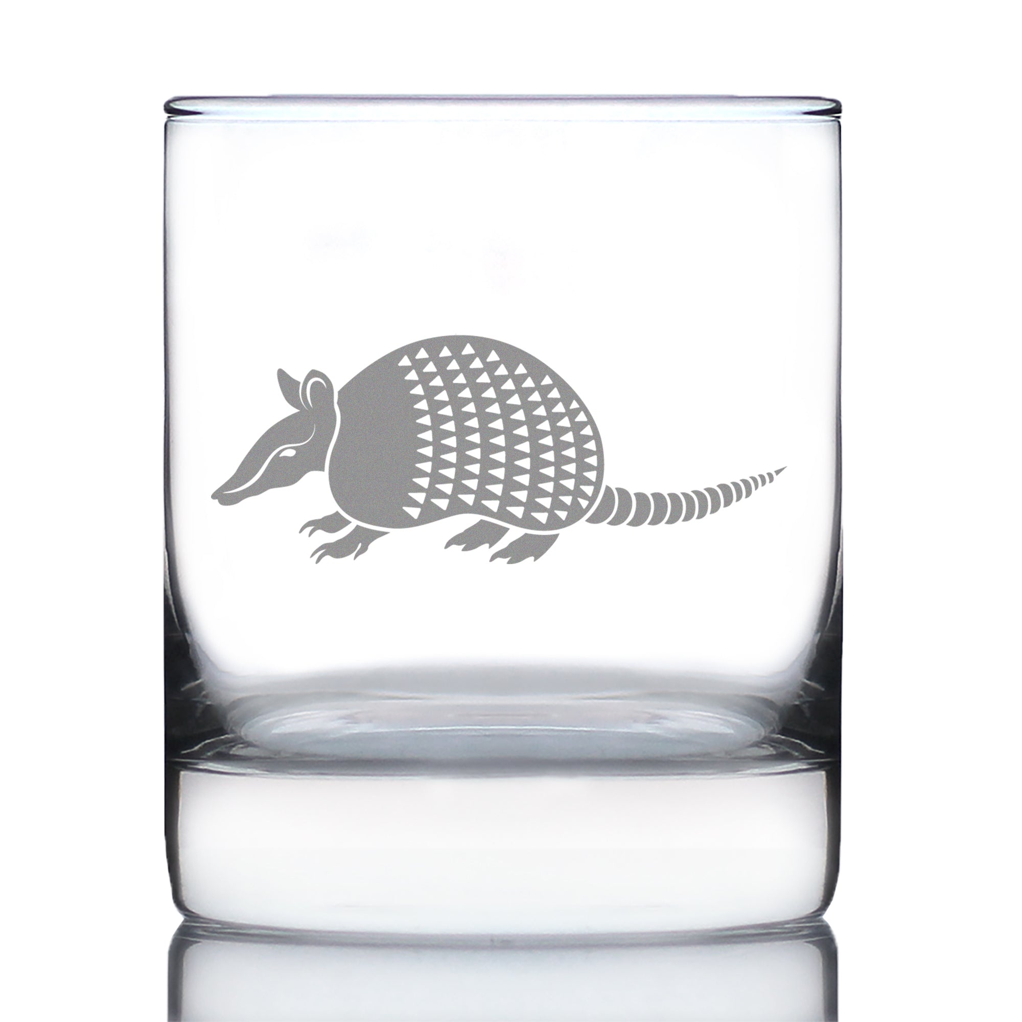 Armadillo Engraved Rocks Glass Texas Gifts and Souvenirs Weighted Whiskey Glasses - 10.25 oz