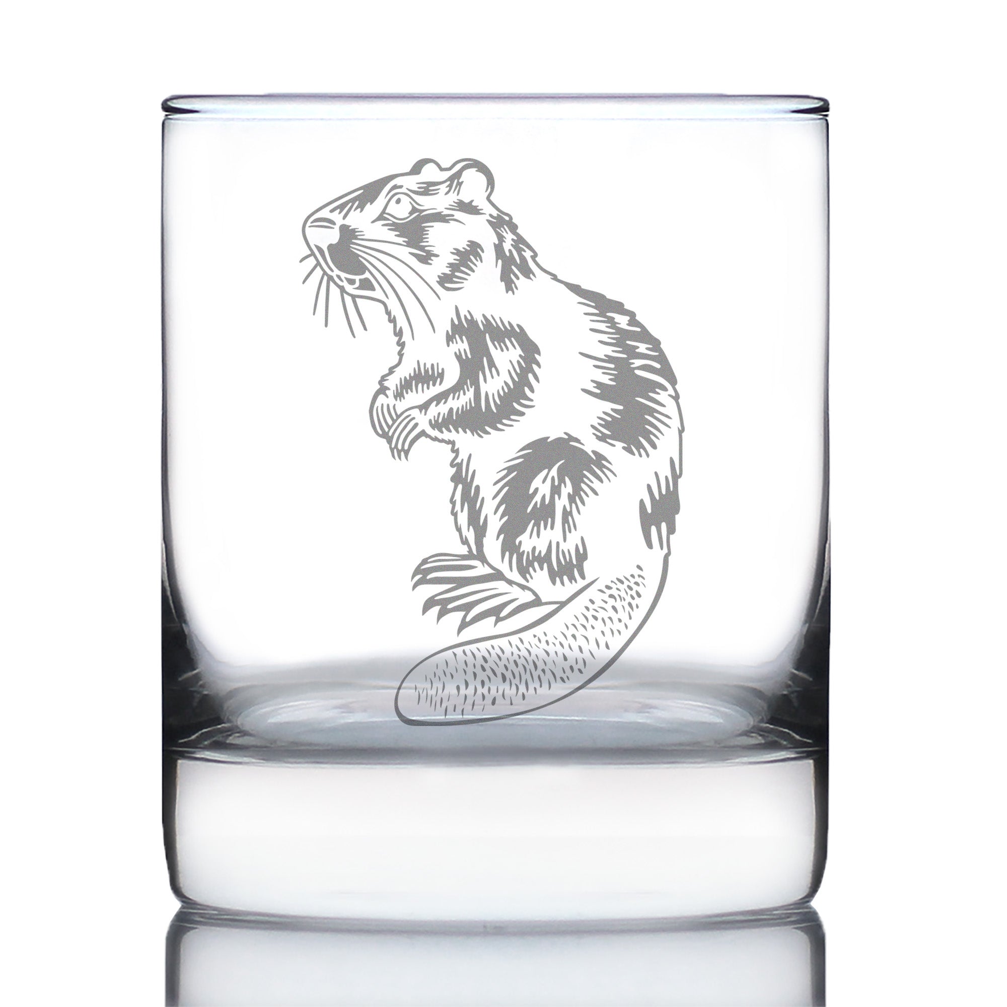 Beaver Engraved Rocks Glass Beaver Gifts and Rustic Cabin Home Decor Weighted Whiskey Glasses - 10.25 oz