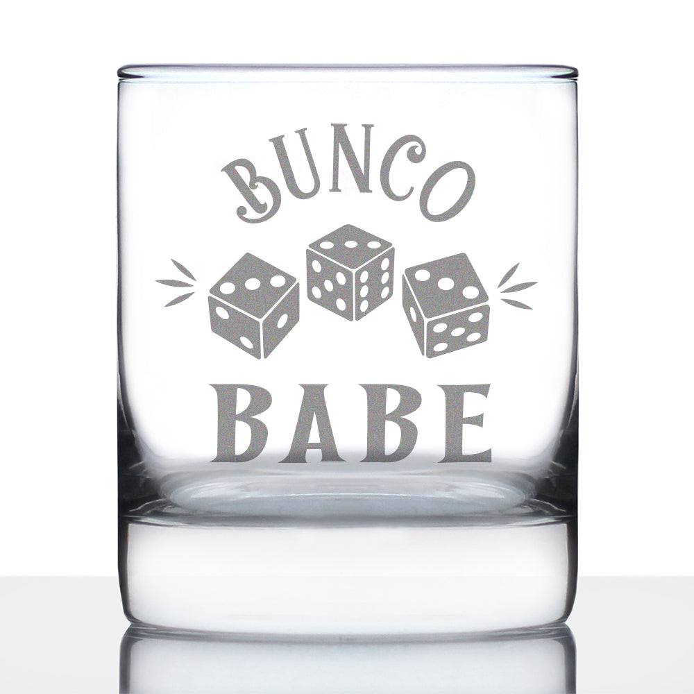 Bunco Babe Rocks Glass - Bunco Decor and Bunco Gifts for Women - 10.25 Oz Glasses