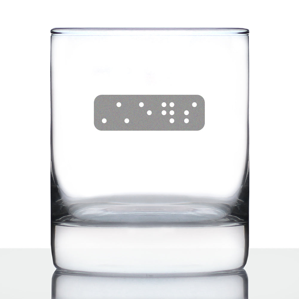 Braille Cheers Rocks Glass - Fun Braille Gifts for Braille Teachers and Visually Impaired or Blind Braille Readers - 10.25 Oz Glasses
