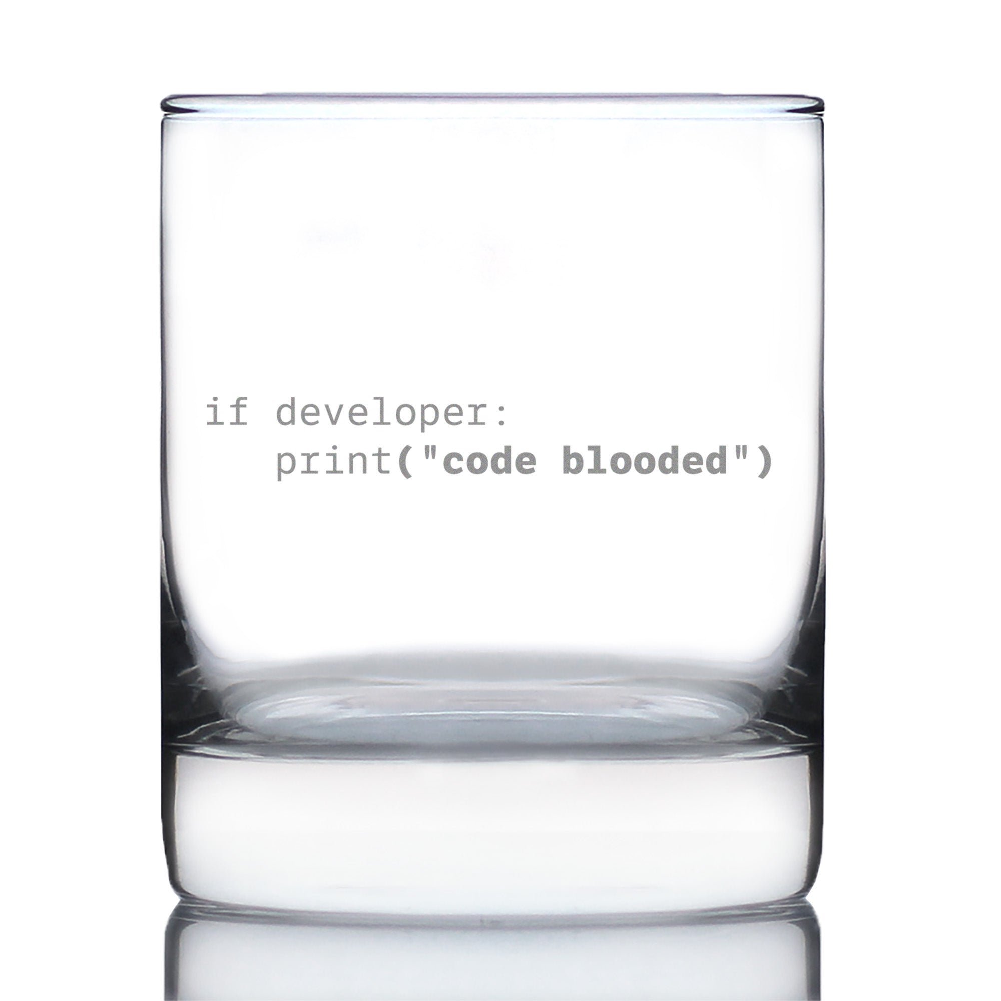 Code Blooded Engraved Rocks Glass Gifts for Programmer, Coder &amp;amp; Computer Geeks Weighted Whiskey Glasses - 10.25 oz
